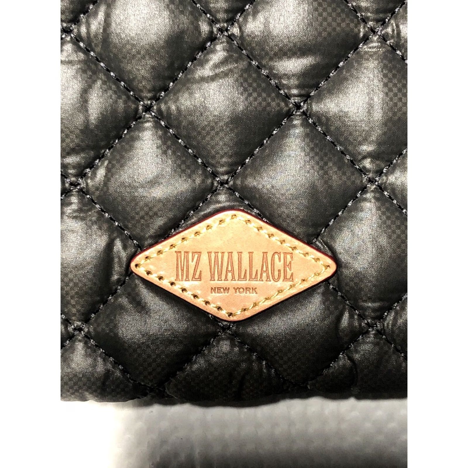 MZ Wallace MZ Wallace Bag Womens Small-Medium Metro Flat Crossbody Grey Olive Quilted Fabric Leather Trim Size ONE SIZE - 6 Thumbnail