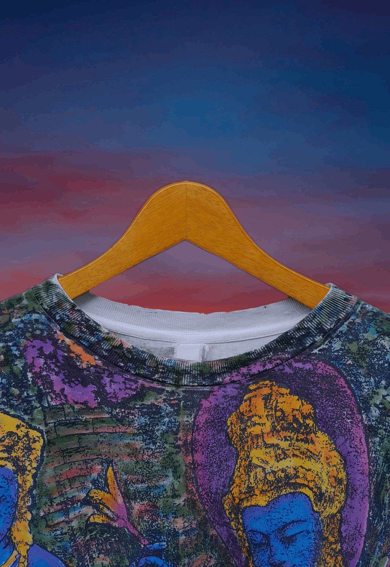 Vintage Vintage early 90s Buddhism art All Over Print t-shirt Size US L / EU 52-54 / 3 - 3 Thumbnail