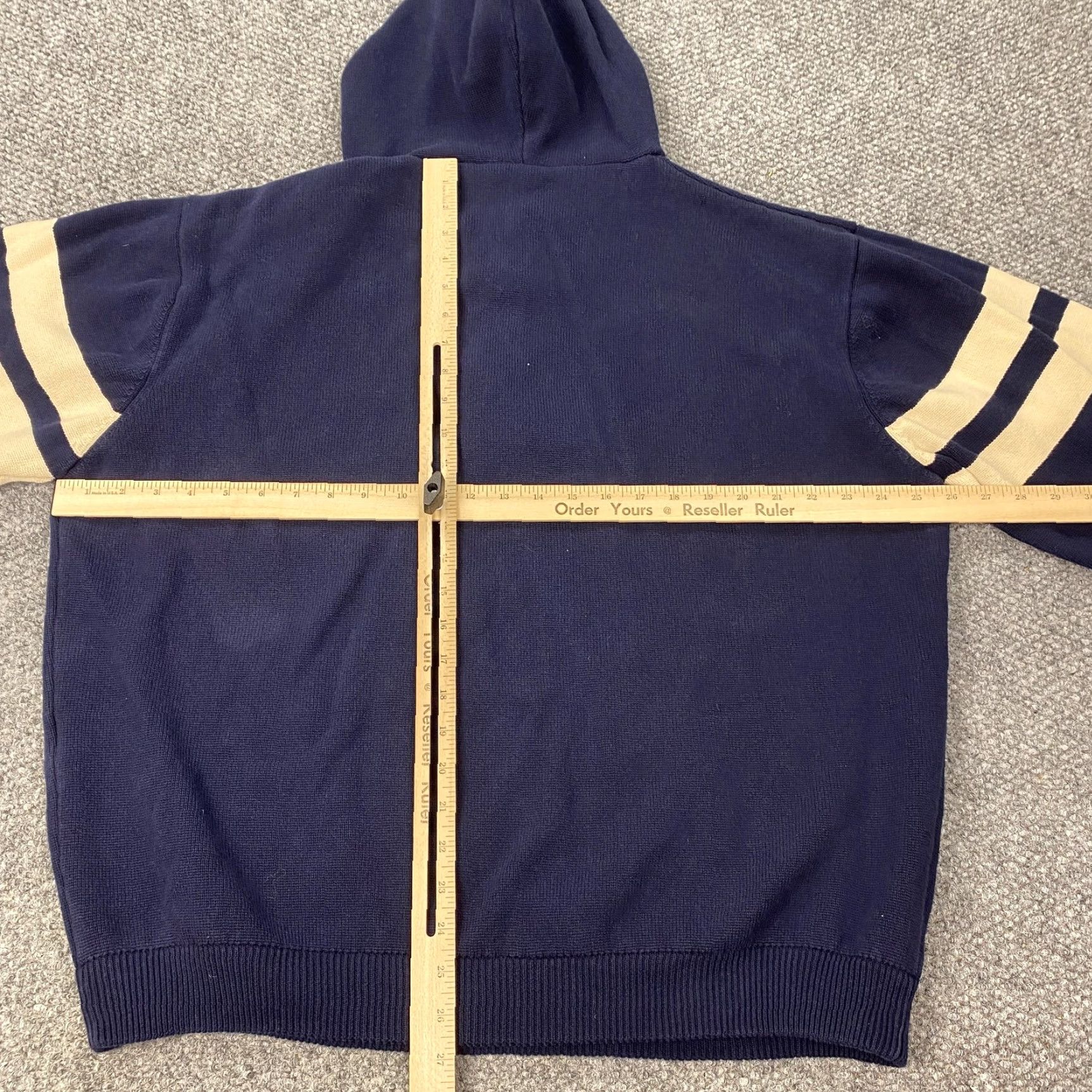 Vintage VINTAGE J. Peterman Sweater Shirt Mens XL Navy 1/4 Zip Hooded Striped Knit Cotton Pullover Mens XL Navy Knit Shirt Size US XL / EU 56 / 4 - 7 Thumbnail