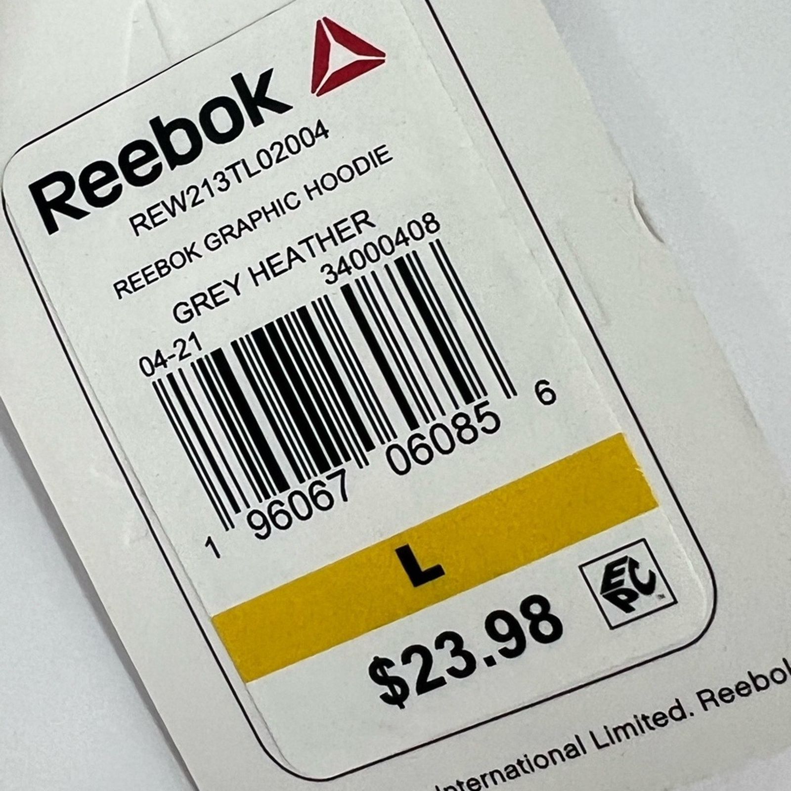 Reebok Reebok Ladies Grey Heather Graphic Hoodie LARGE (With Tags) Size L / US 10 / IT 46 - 7 Thumbnail