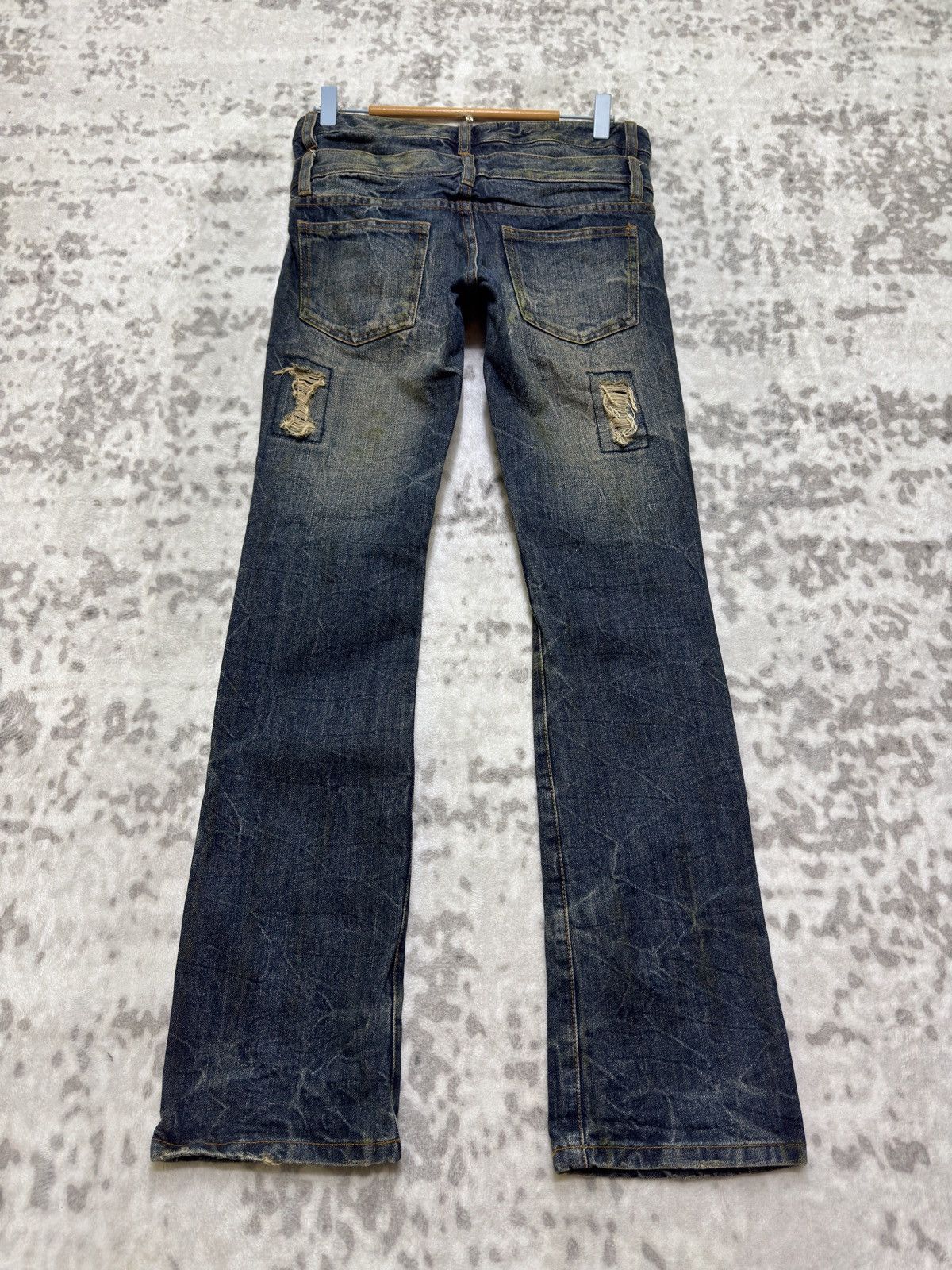 If Six Was Nine Japanese Distressed Double Waist Flare Denim Jeans Size US 29 - 2 Thumbnail