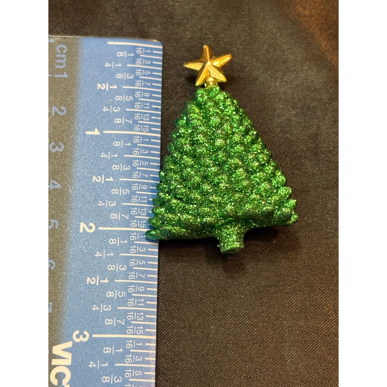 Other Vintage Glitter Christmas Tree Brooch unsigned 2.25” 27g Size ONE SIZE - 3 Thumbnail