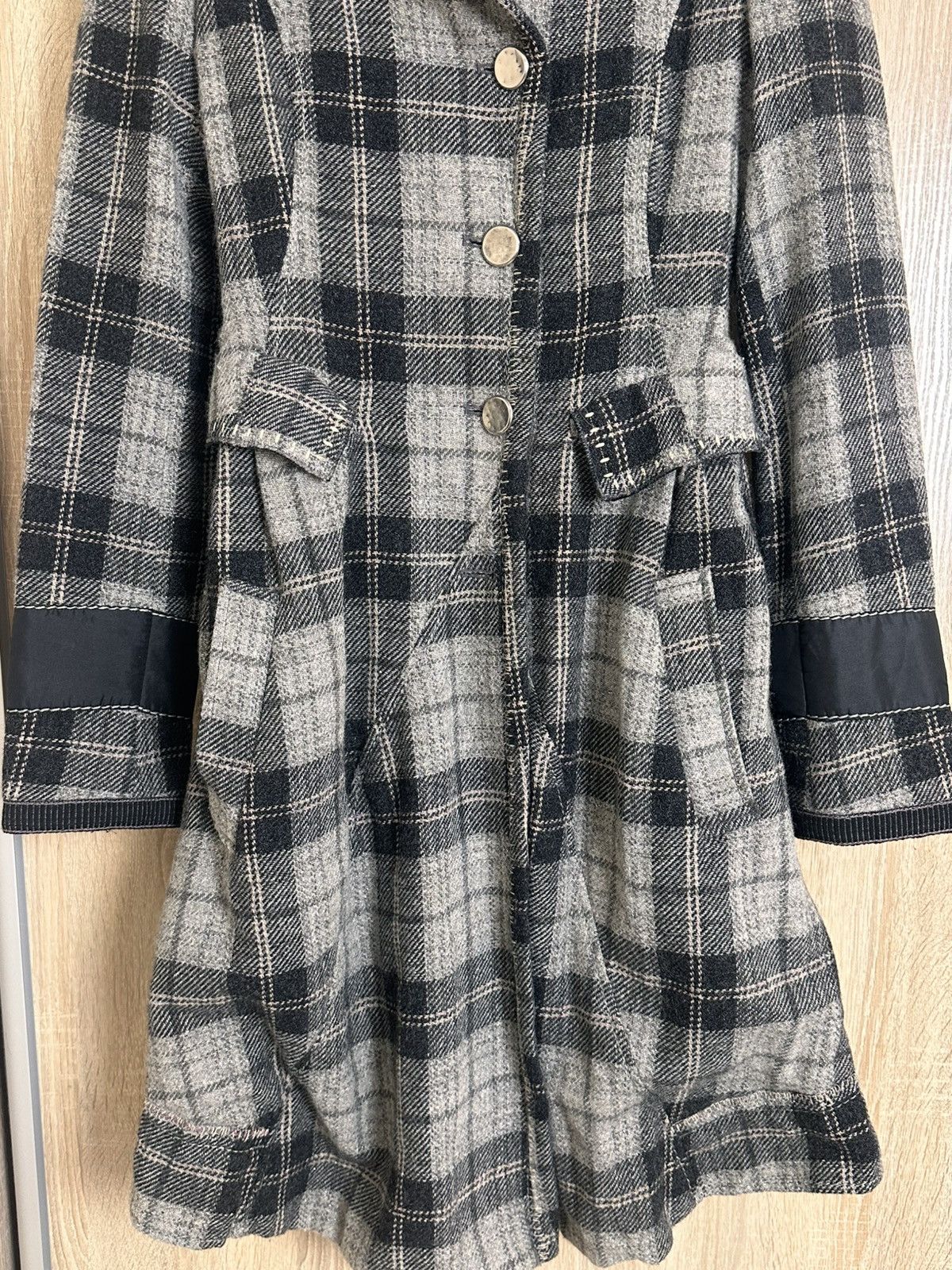 Marithe + Francois Girbaud 🔥 Marithe Francois Girbaud Wool Coat Jacket Check Pattern Size M / US 6-8 / IT 42-44 - 4 Thumbnail