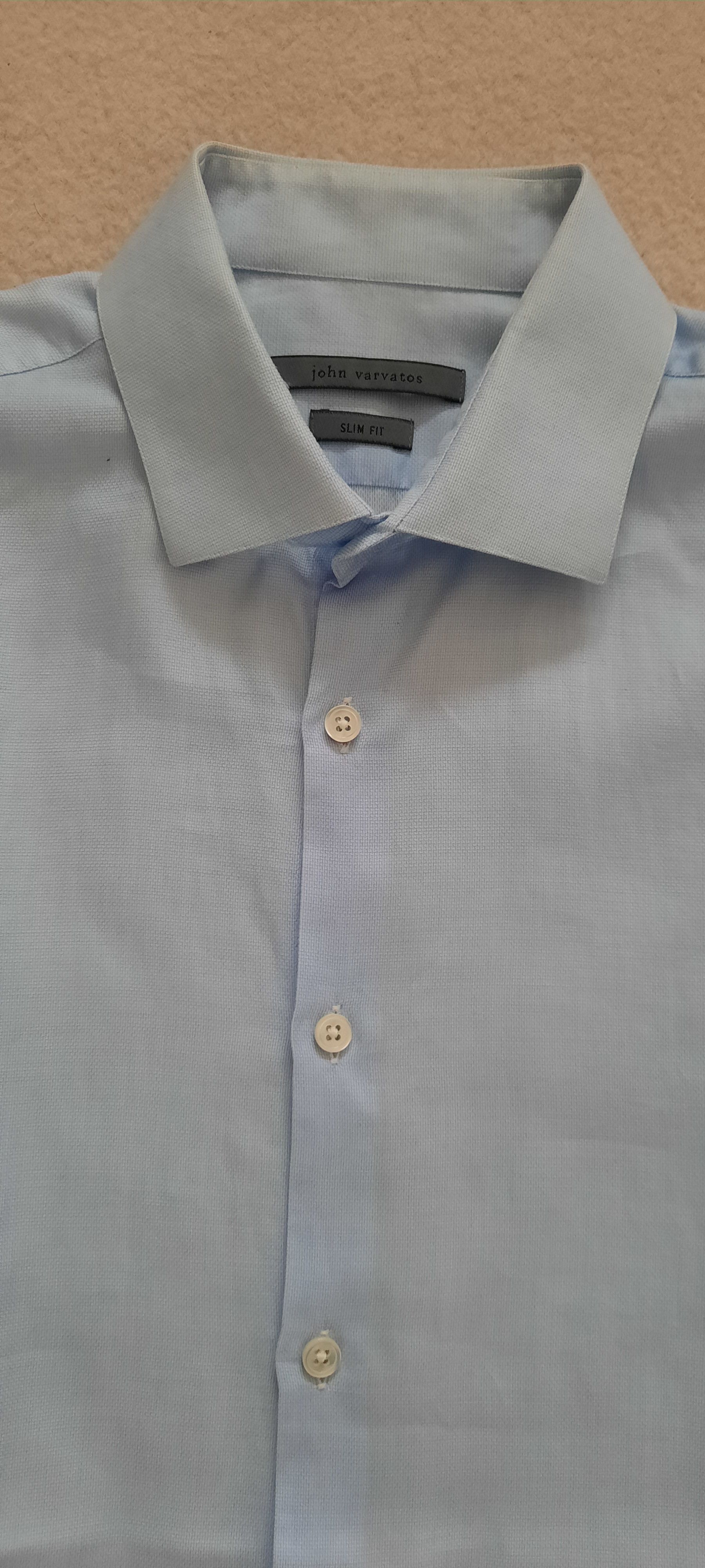 John Varvatos JOHN VARVATOS Long Sleeve Shirt 15 1/2 Slim Fit Light Blue Size US M / EU 48-50 / 2 - 2 Thumbnail