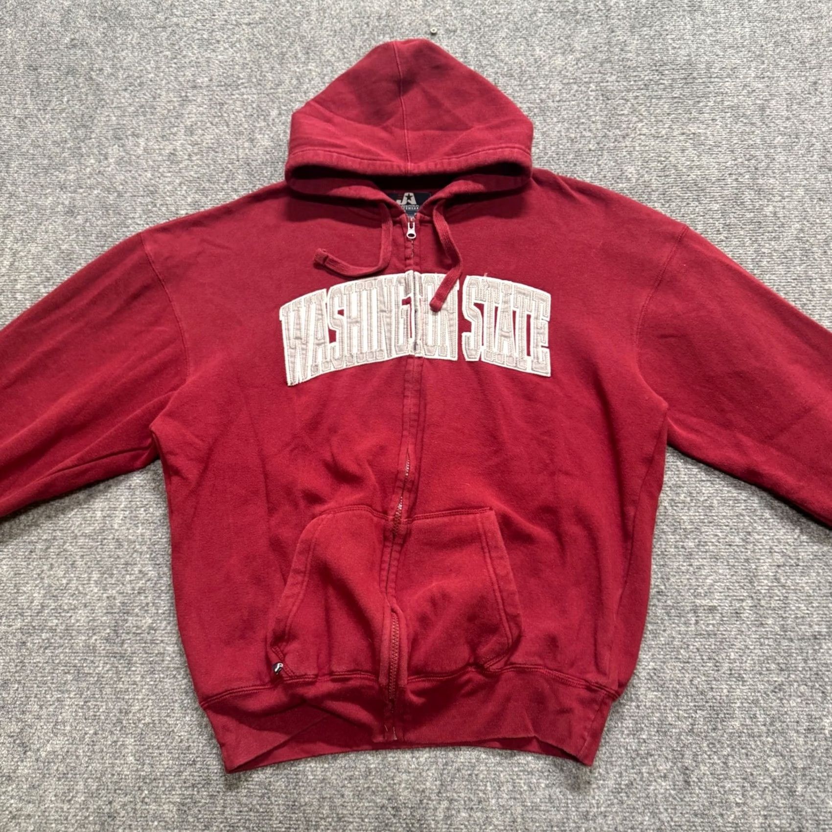 Vintage VINTAGE Washington State Full-zip Jacket Mens L Red Hooded 90s Embroidered Gray Sweatshirt Size US L / EU 52-54 / 3 - 3 Thumbnail