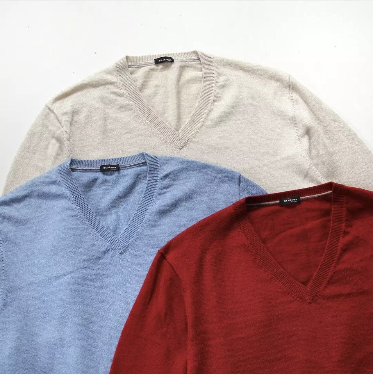 Kiton $1450 Kiton Napoli 100% Cashmere V-Neck Sweater Burgundy Red Size US L / EU 52-54 / 3 - 11 Thumbnail