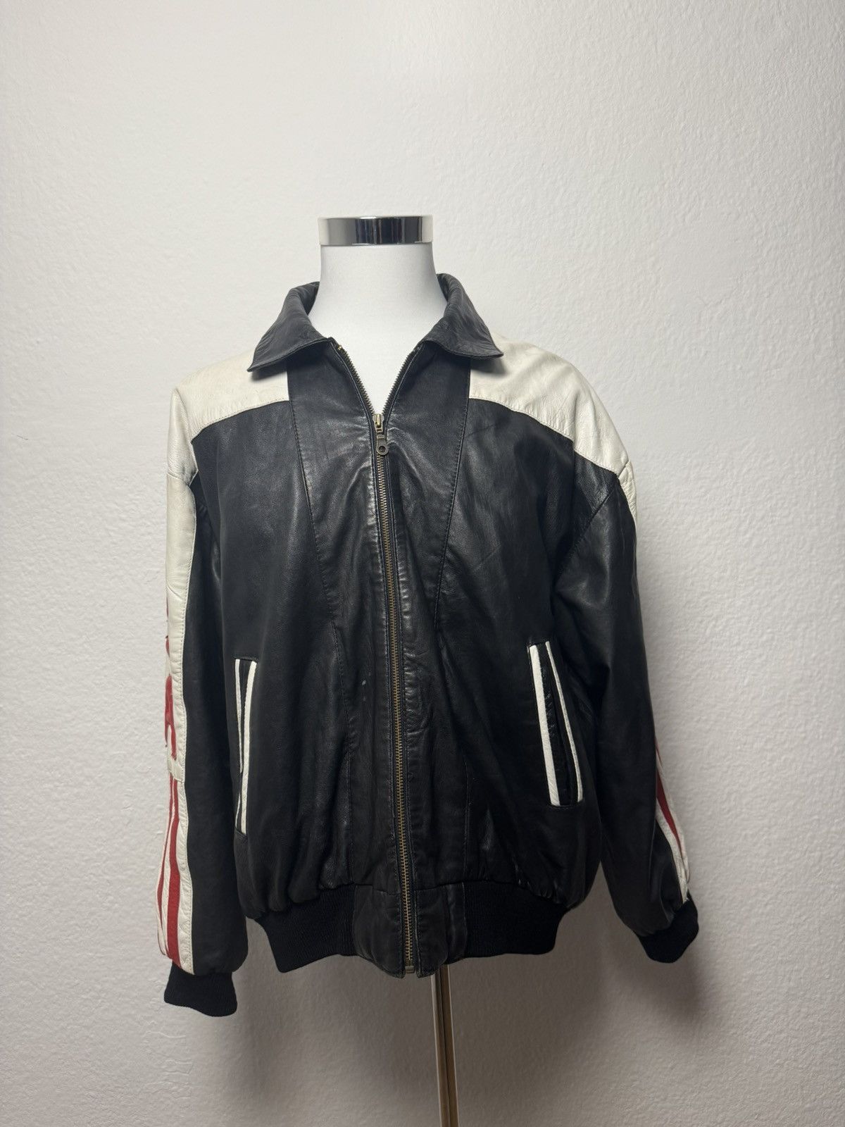 Vintage Vintage USA Leather Racing Jacket Black White Size XXL Size US XXL / EU 58 / 5 - 2 Thumbnail