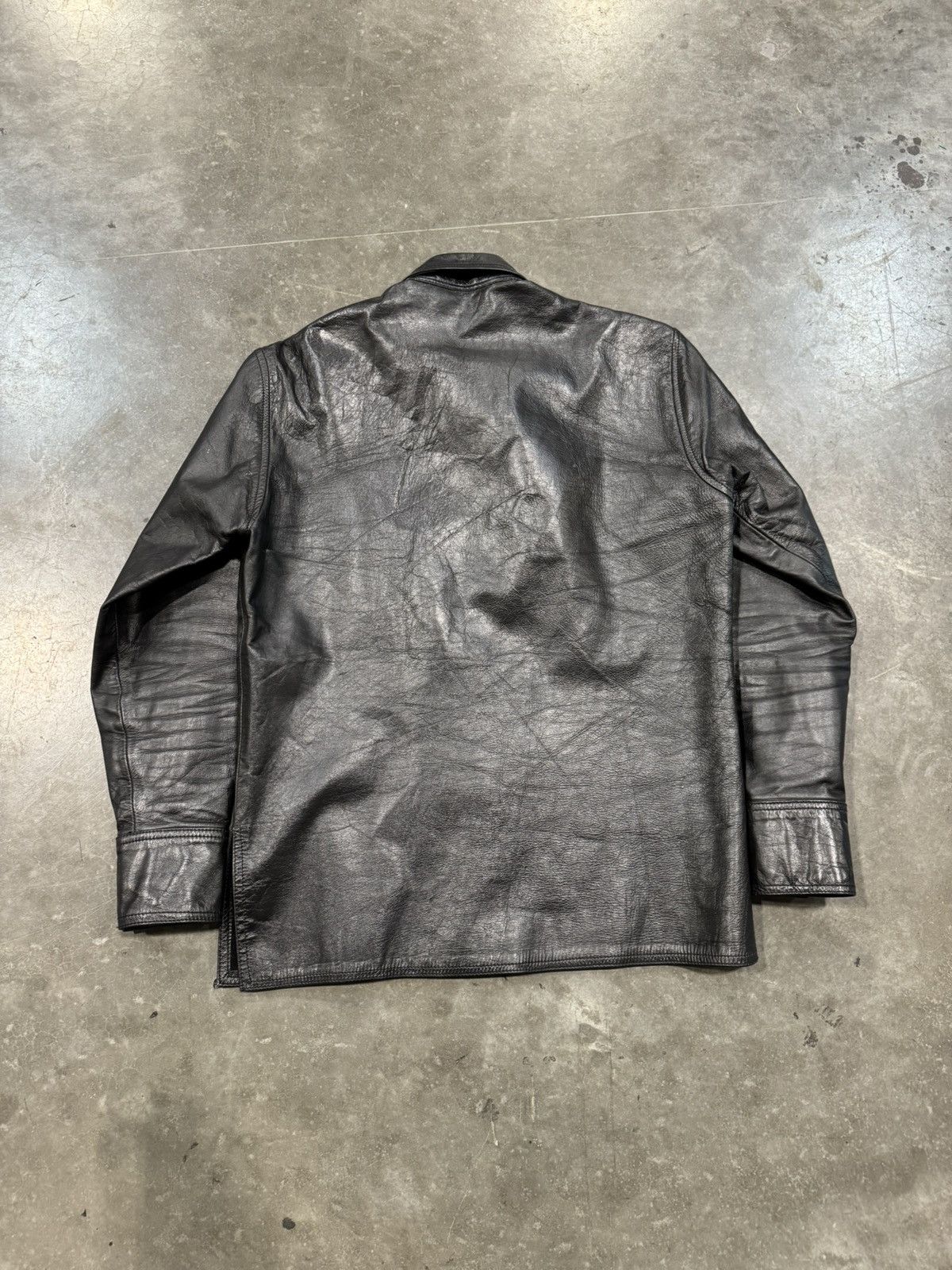 Genuine Leather × Japanese Brand Vintage 90s Leather Work Dog Chrome Style Button Up Shirt Size US XL / EU 56 / 4 - 4 Thumbnail