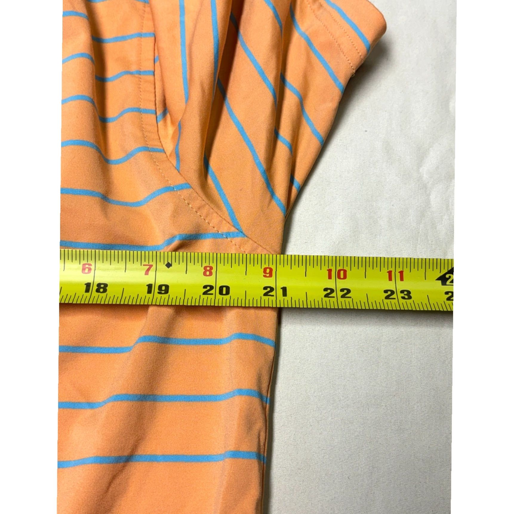 Peter Millar Polo Shirt Mens Large Orange Blue Striped Golf Top Summer Comfort Short Sleeve