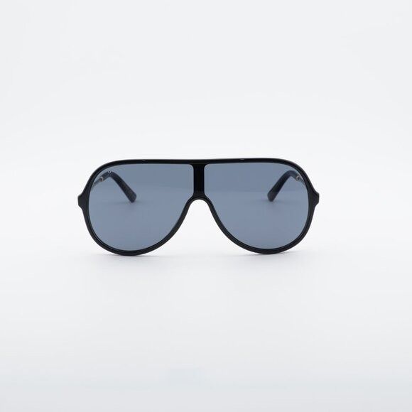 Gucci Gucci GG0199S 001 Sunglasses Shiny Black/Gold Shield Frame Size ONE SIZE - 2 Thumbnail