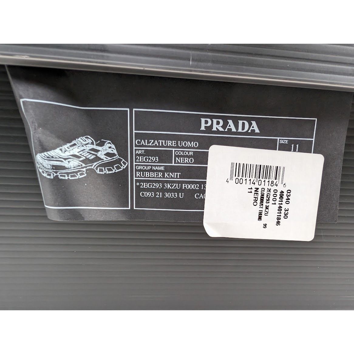 Prada o1rshd1 Cloudbust Thunder Rubber Knit Sneakers in Nero Size US 12 / EU 45 - 20 Thumbnail