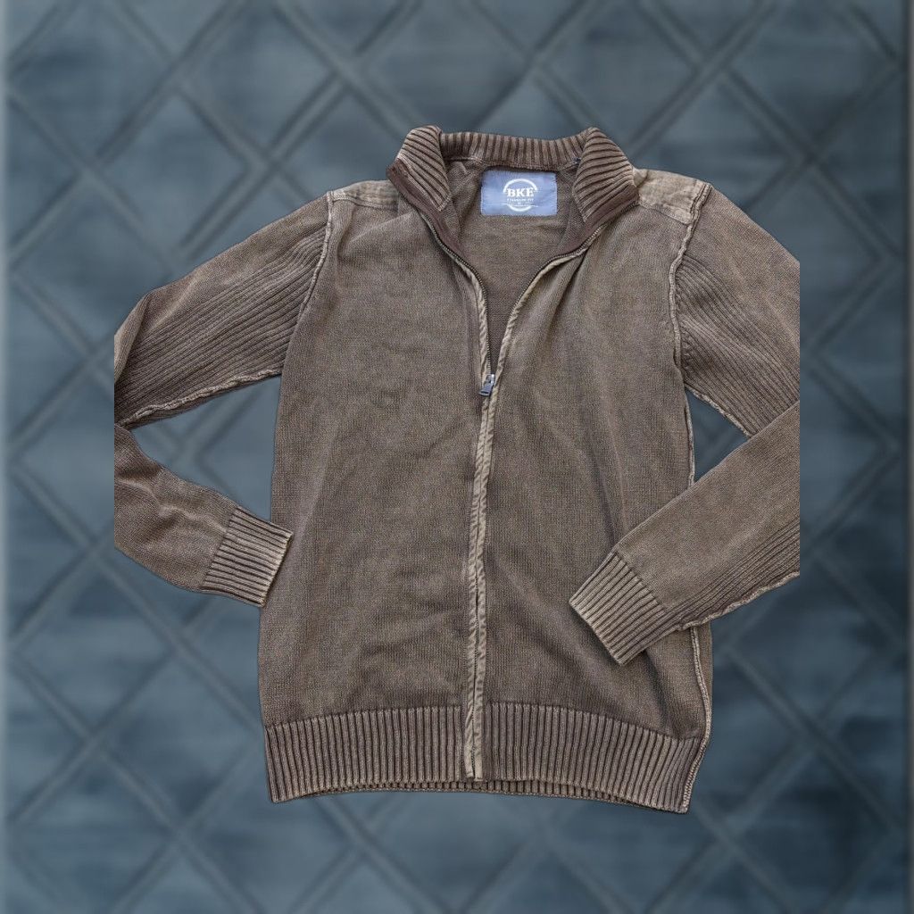 BKE BKE Sweater Mens XL Brown 100% Cotton Full Zip Mock Neck Knit Cardigan Knit Full Zip Mens XL Brown Cotton Mock Neck Ribbed Trim Casual Winter Fall Size US XL / EU 56 / 4 - 1 Thumbnail