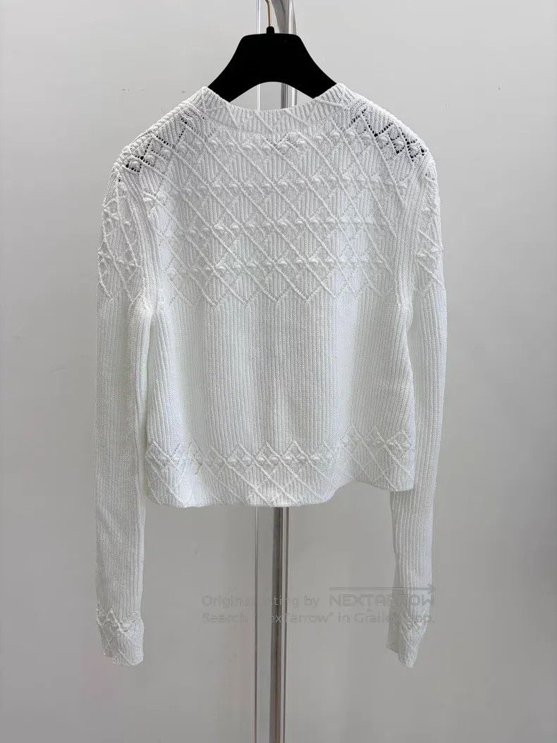Chanel Chanel White hollow crochet knitted cardigan coat Size XXS / US 00 / IT 34 - 2 Thumbnail