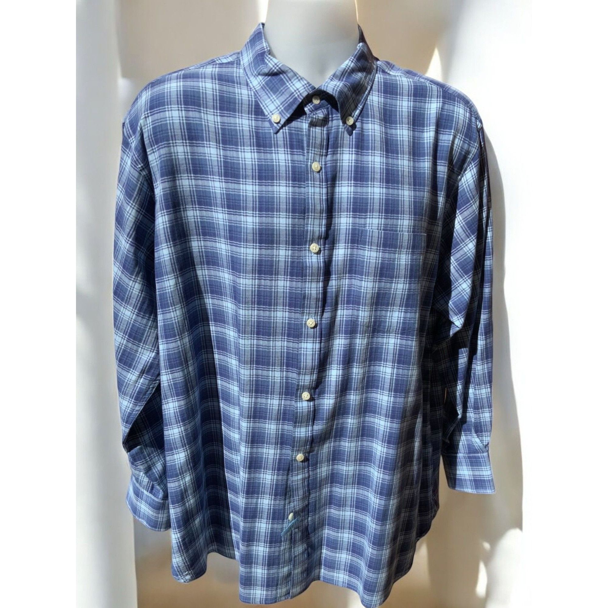 Peter Millar Peter Millar Designer Mens Blue Plaid Long Sleeve Shirt XL Size US XL / EU 56 / 4 - 7 Thumbnail