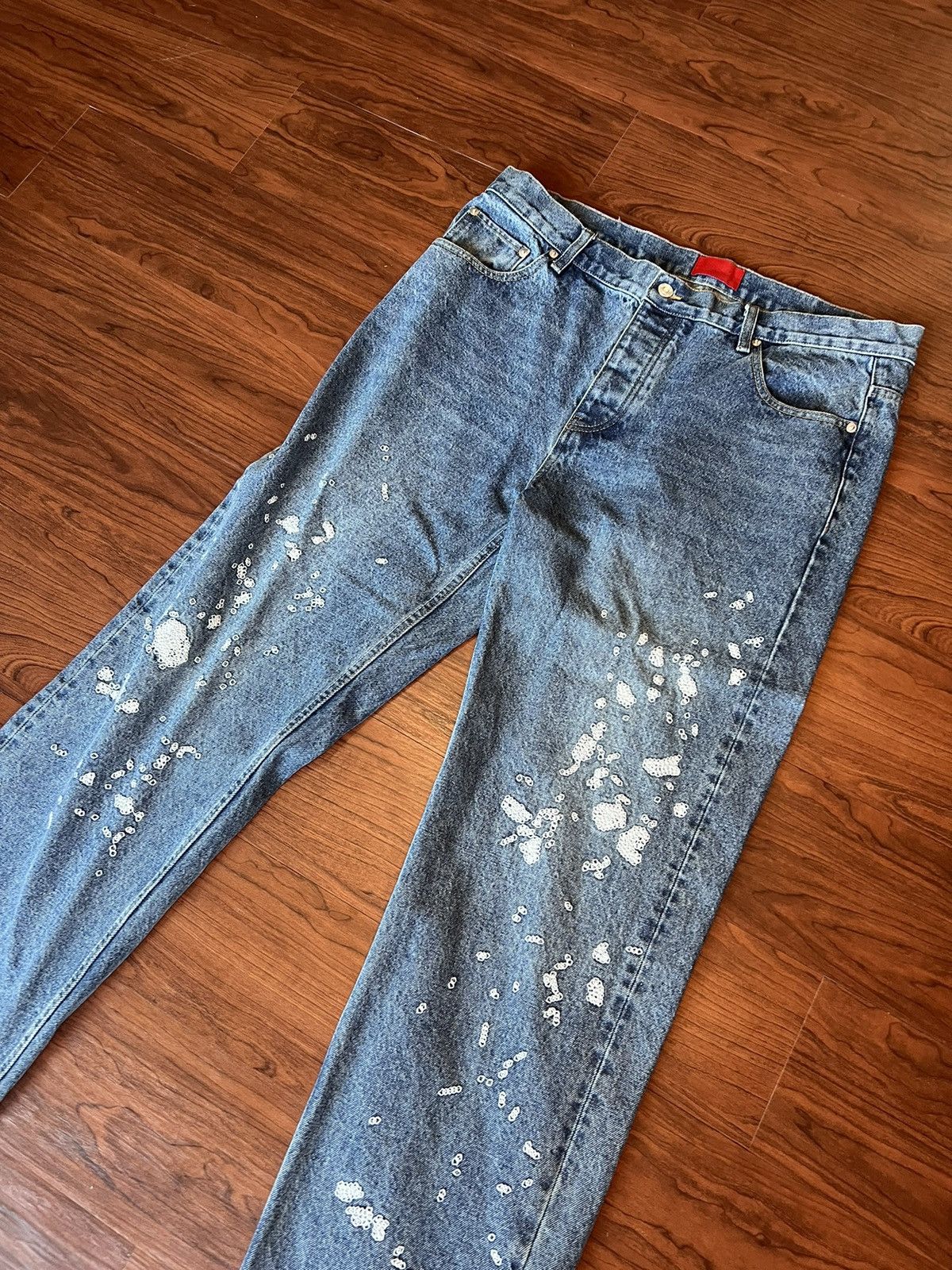 Fugazi Fugazi Chain Splatter Jeans Dark Washed XL Size US 36 / EU 52 - 3 Thumbnail
