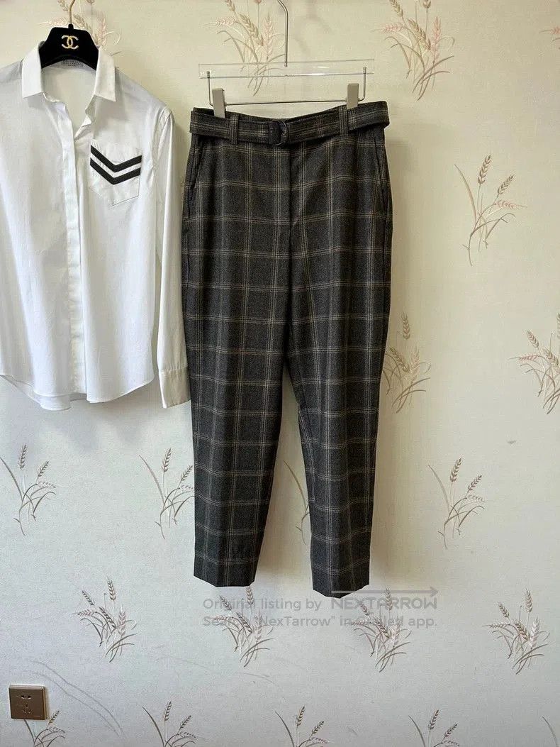 Brunello Cucinelli Brunello Cucinelli Gray Plaid Casual Pants. Size US 28 / EU 44 - 1 Thumbnail
