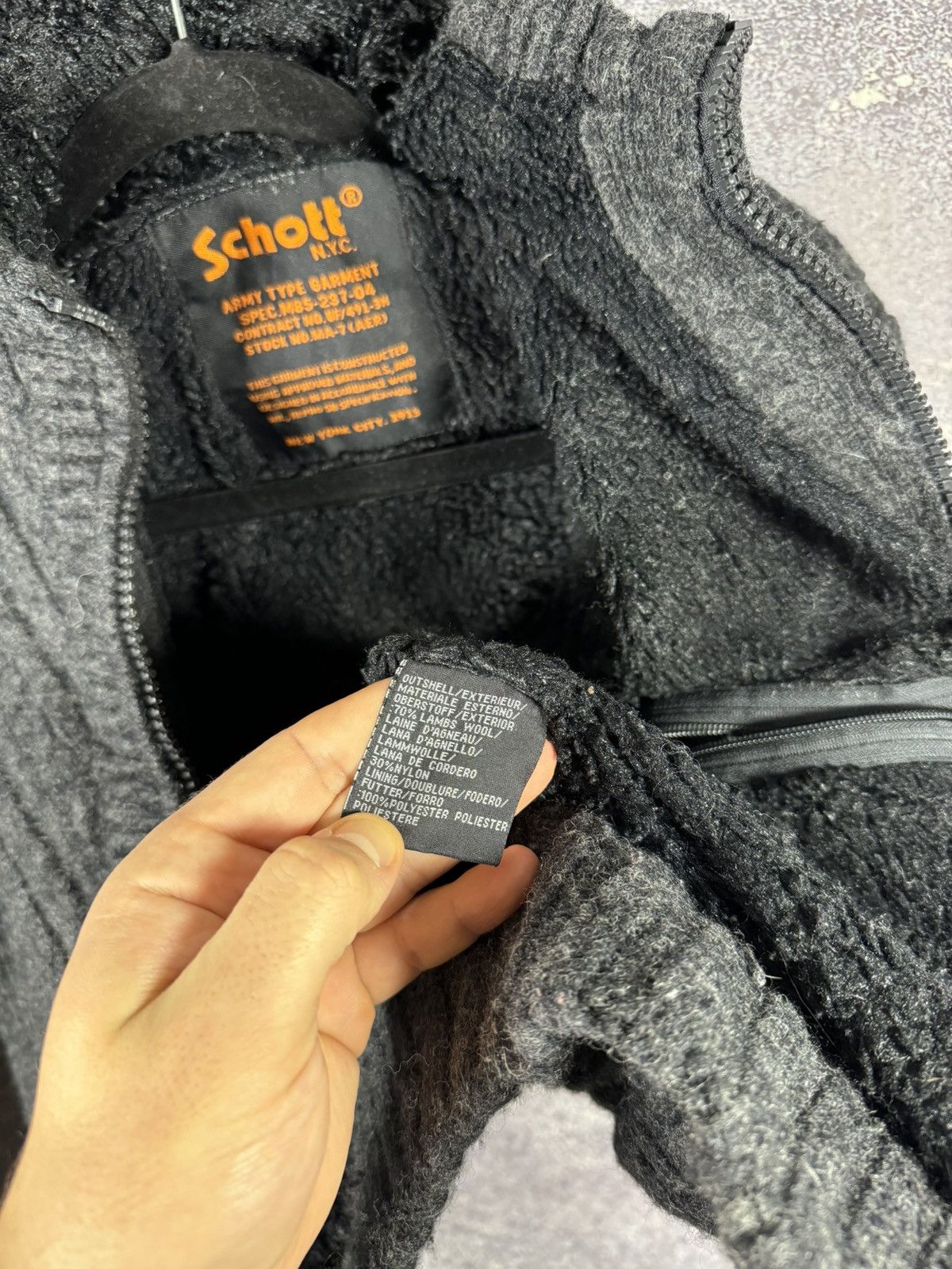 Schott × Vintage Vintage Schott NYC Wool Hooded Gray Jacket Large Military Size L / US 10 / IT 46 - 9 Thumbnail