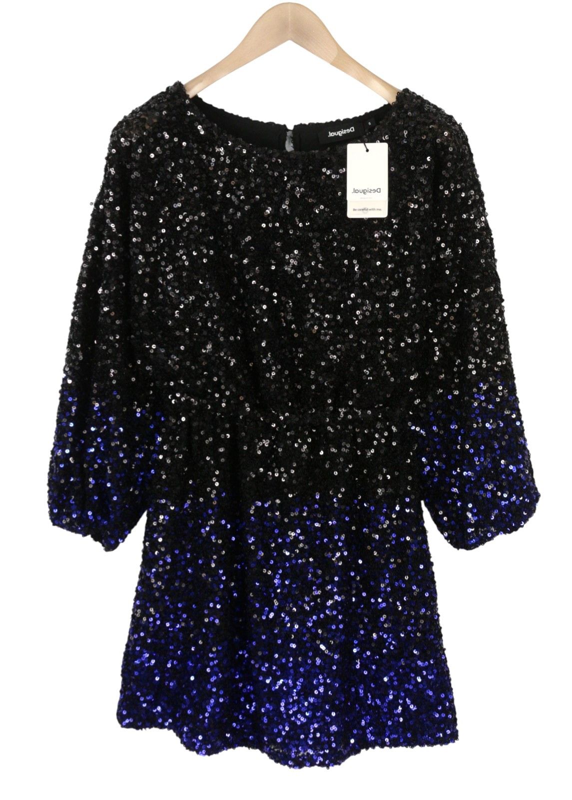 Desigual SATURNO S Black Glitter Sequin Mini Dress 89027 Size S / US 4 / IT 40 - 4 Thumbnail