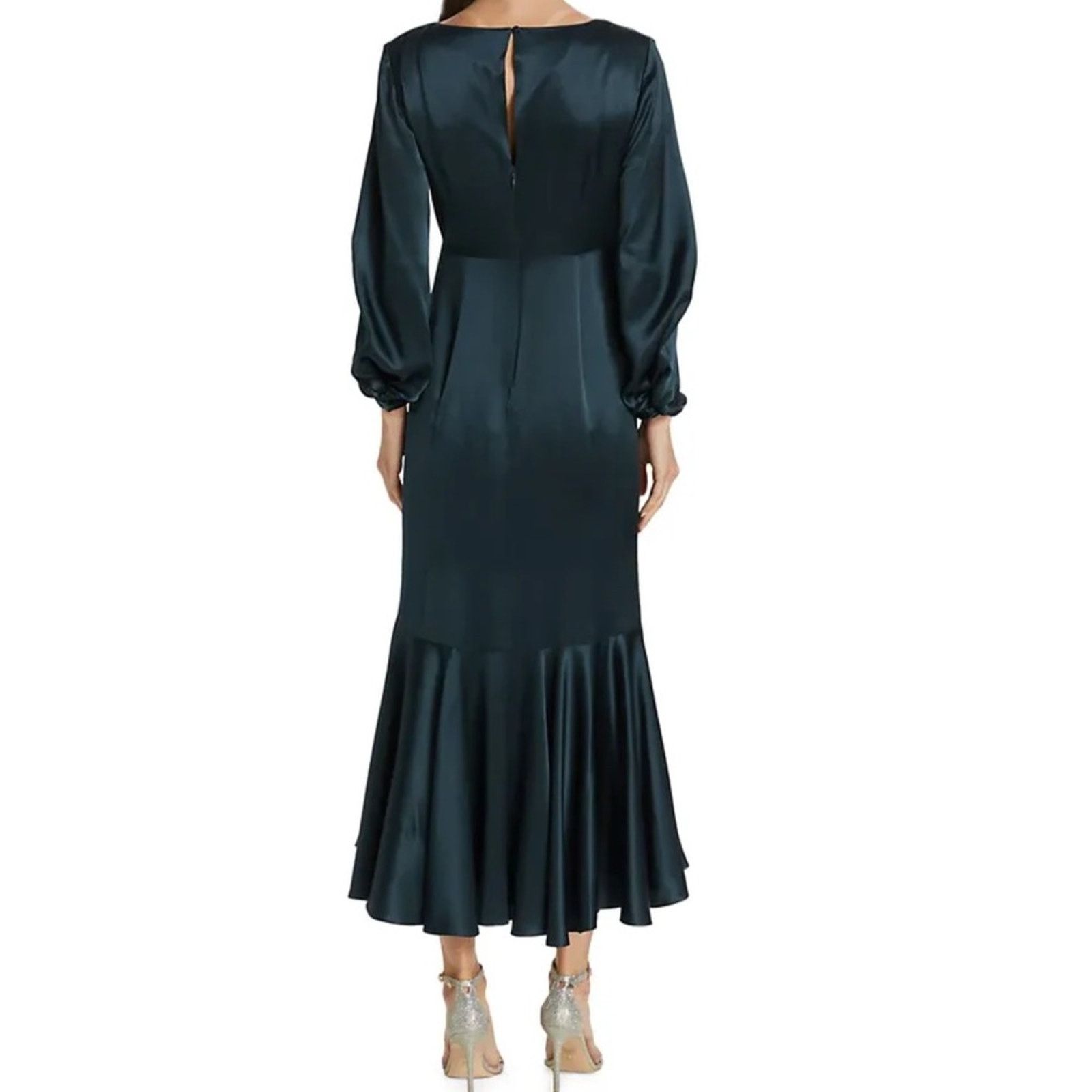 Cinq a Sept CINQ A SEPT VELDA DRESS PEACOCKBLUE SILK MIDI SIZE 0/XS Size XS / US 0-2 / IT 36-38 - 3 Thumbnail