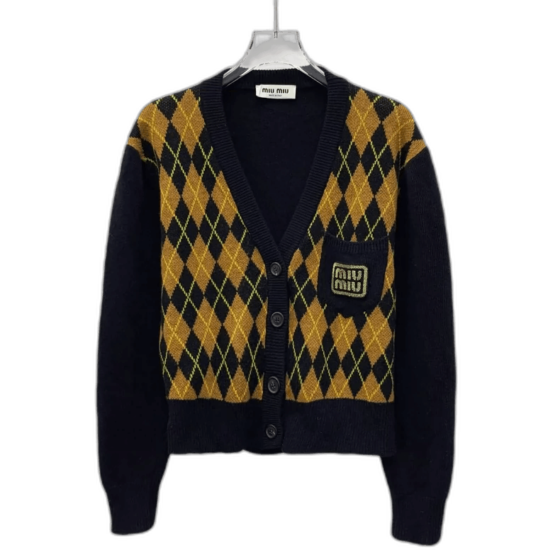 MiuMiu Black V-Neck Cardigan Sweater