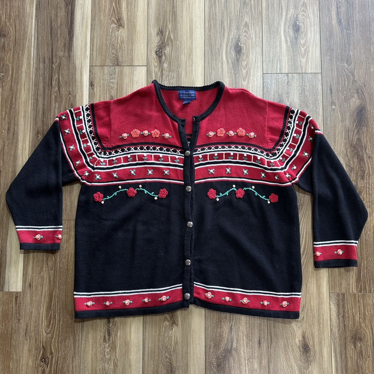 Vintage Vintage Willow Ridge Embroidered Floral Cardigan Sweater Size XXL / US 16-18 / IT 52-54 - 1 Thumbnail