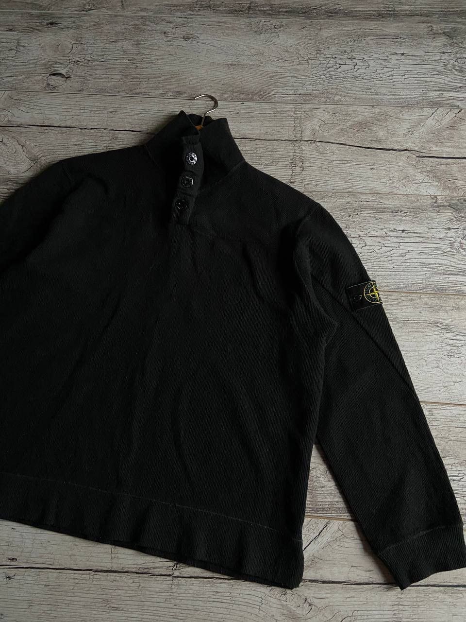 image of Stone Island Vintage Lana-Wool Sweater Button Zip in Black, Men's (Size XL)