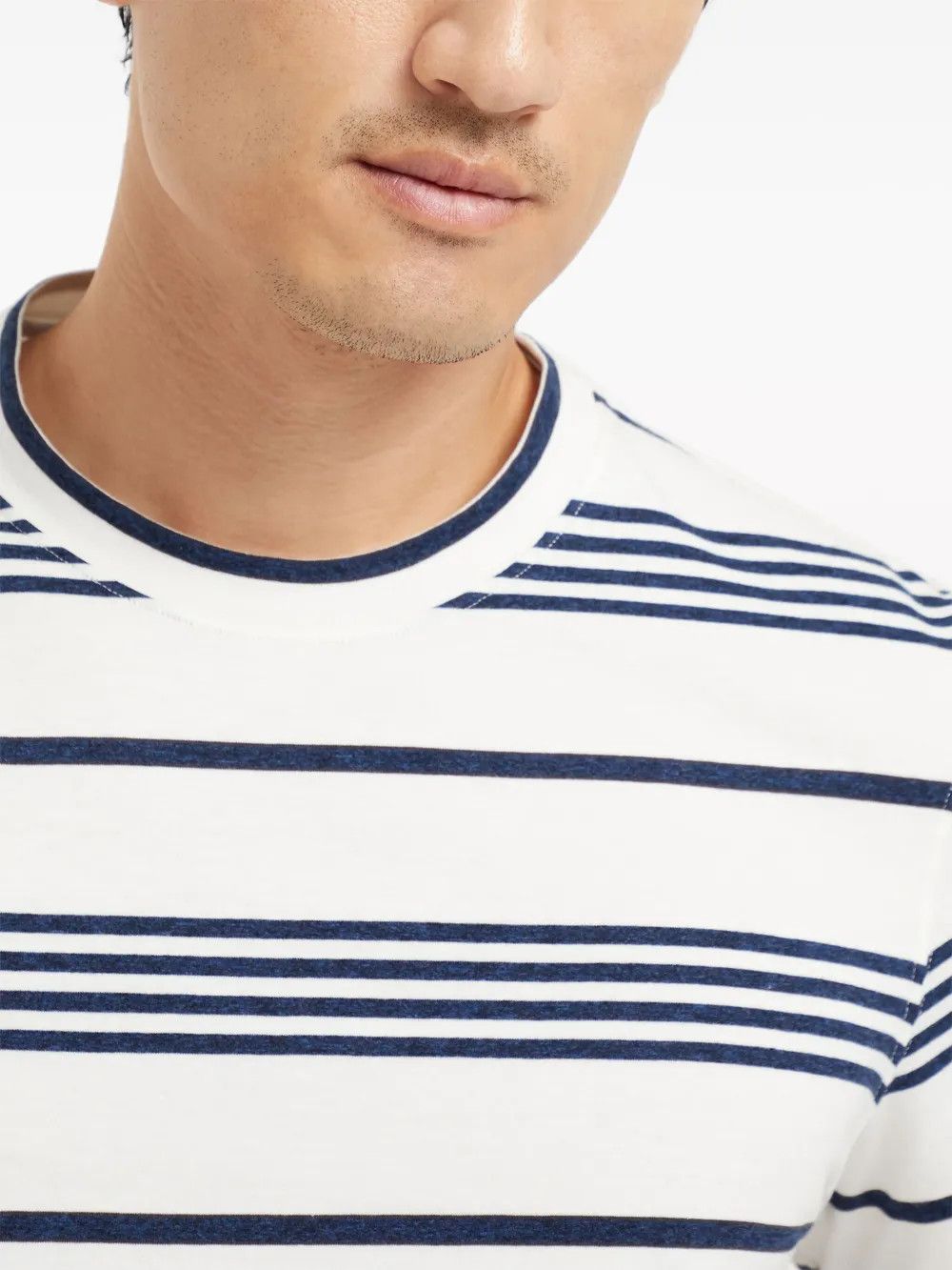 Brunello Cucinelli o1y0526 Crewneck T-Shirt in White/Black Size US XS / EU 42 / 0 - 2 Thumbnail