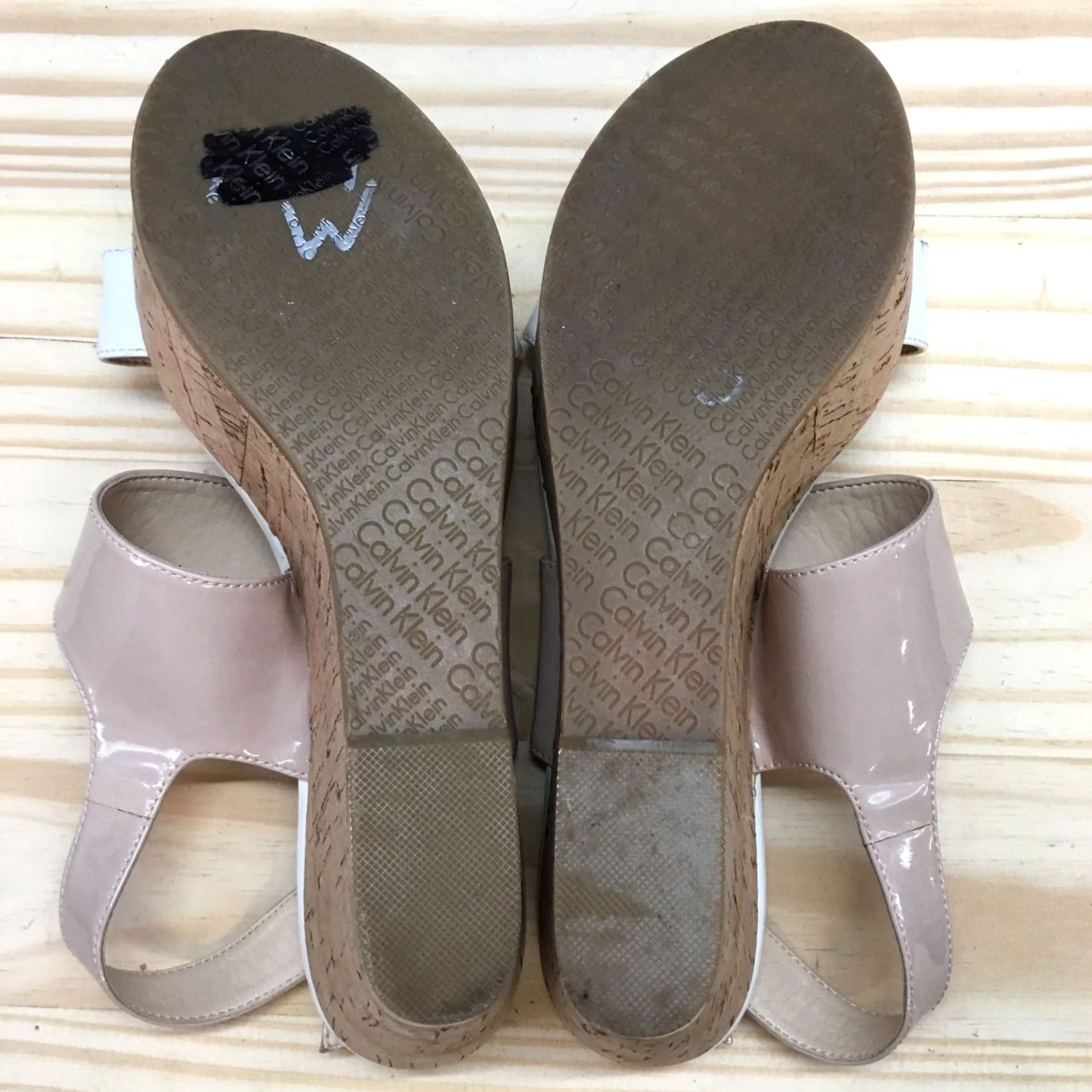 Calvin Klein Calvin Klein Sandals Womens 9.5 M Lorianne Slingback White Leather Cork Wedge Size US 10 / IT 40 - 7 Thumbnail