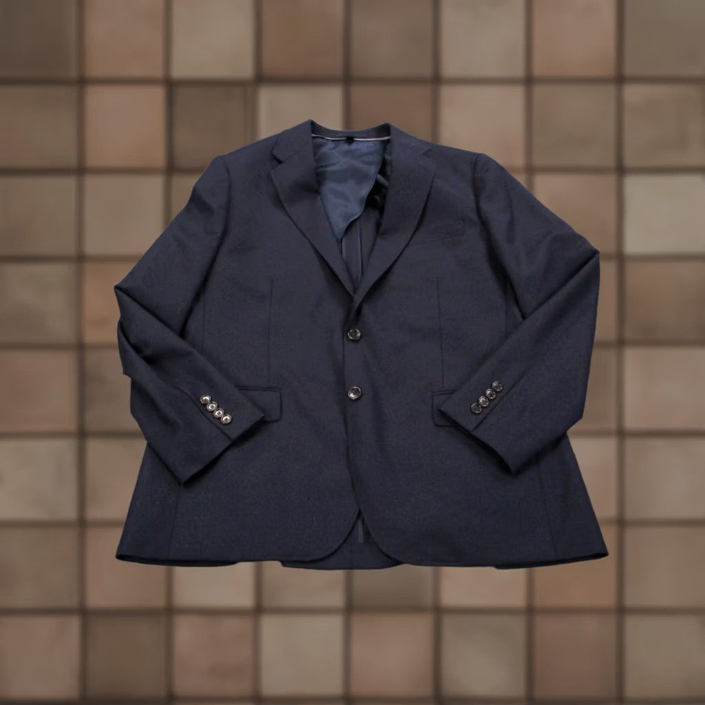 J.Crew J. Crew Blazer Mens 44R Navy Wool Sport Two-Button Vitale Barberis Canonico Flannel Tweed Solid Jacket Size 44R - 1 Thumbnail