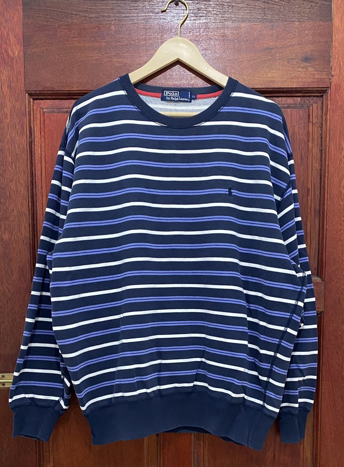 Polo Ralph Lauren × Ralph Lauren × Ralph Lauren Sport Vtg 90's Polo Ralph Lauren Stripe Kurt Cobain Sweatshirt Size US L / EU 52-54 / 3 - 1 Thumbnail