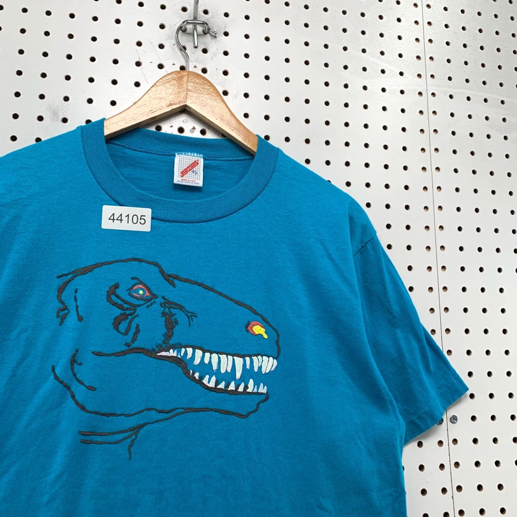 Jerzees VINTAGE 90s Dinosaur Contemporary Museum Art Shirt Men XL Blue Mens Size US XL / EU 56 / 4 - 7 Thumbnail