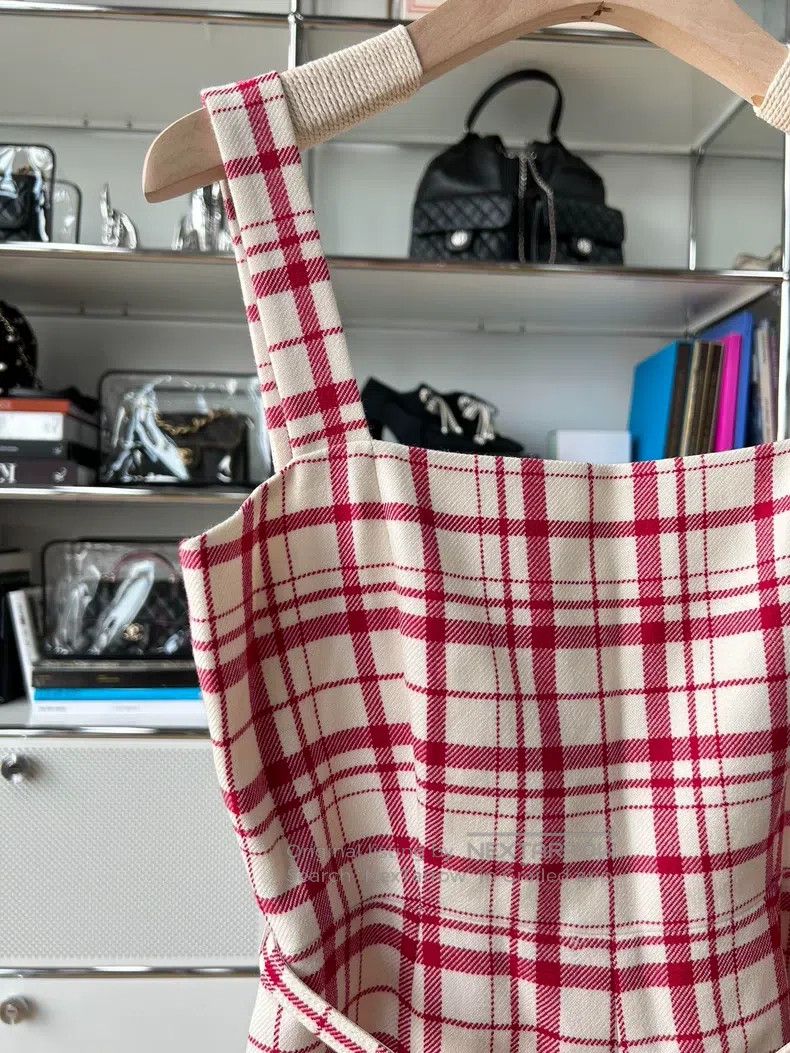 Dior Dior Red and white plaid strap dress Size XS / US 0-2 / IT 36-38 - 2 Thumbnail