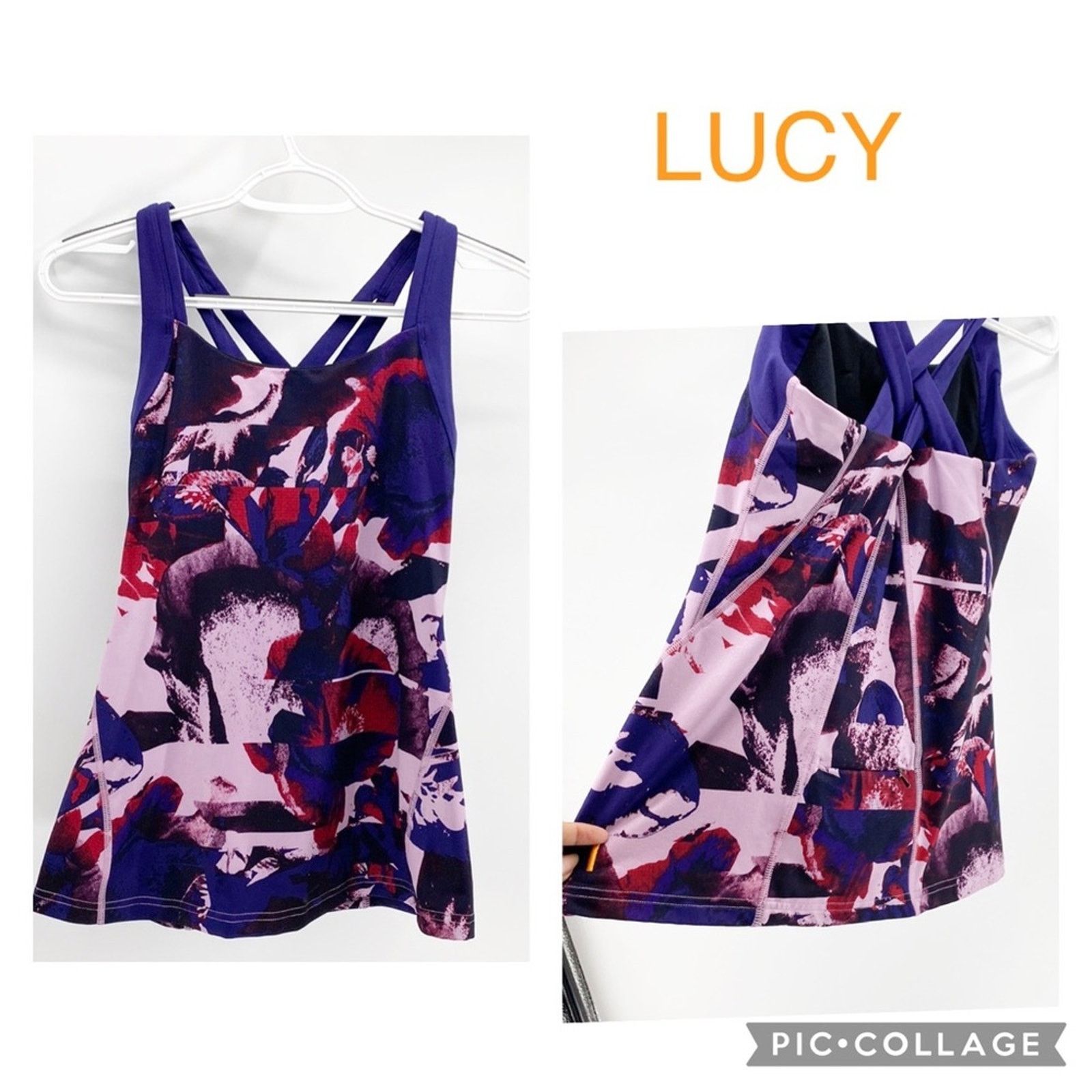 Other Lucy purple pink back zip pocket double shelf bra sz S Size S / US 4 / IT 40 - 1 Thumbnail