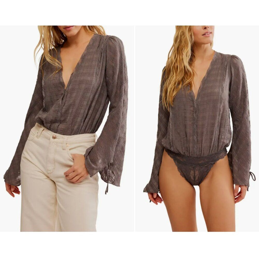 Free People NWT New Free People Everything's Rosy Long Sleeve Grey Body Size XS / US 0-2 / IT 36-38 - 1 Thumbnail