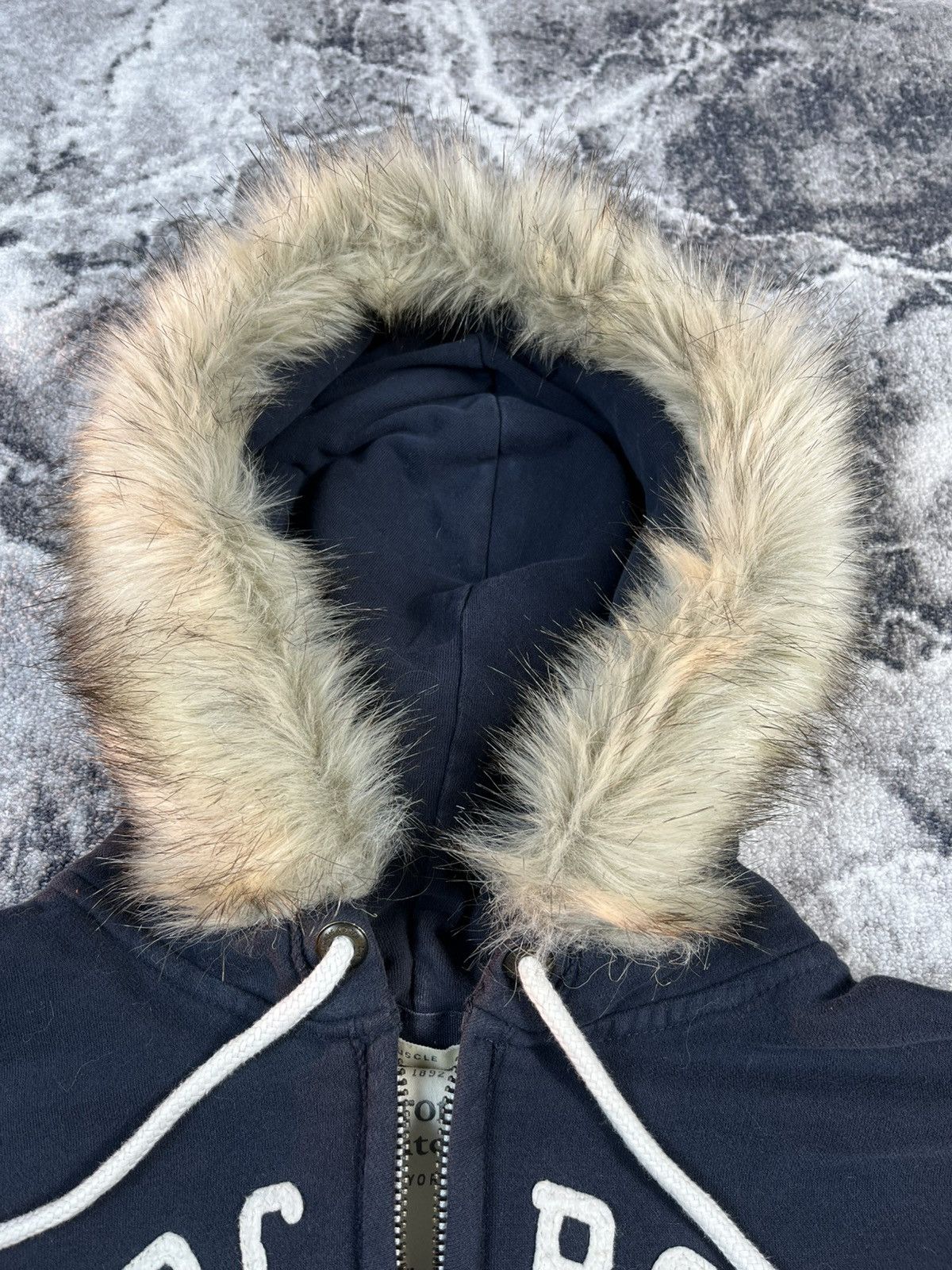 Abercrombie & Fitch Abercrombie & Fitch Fur Hood Zip Hoodie Navy XXL Size US XXL / EU 58 / 5 - 6 Thumbnail