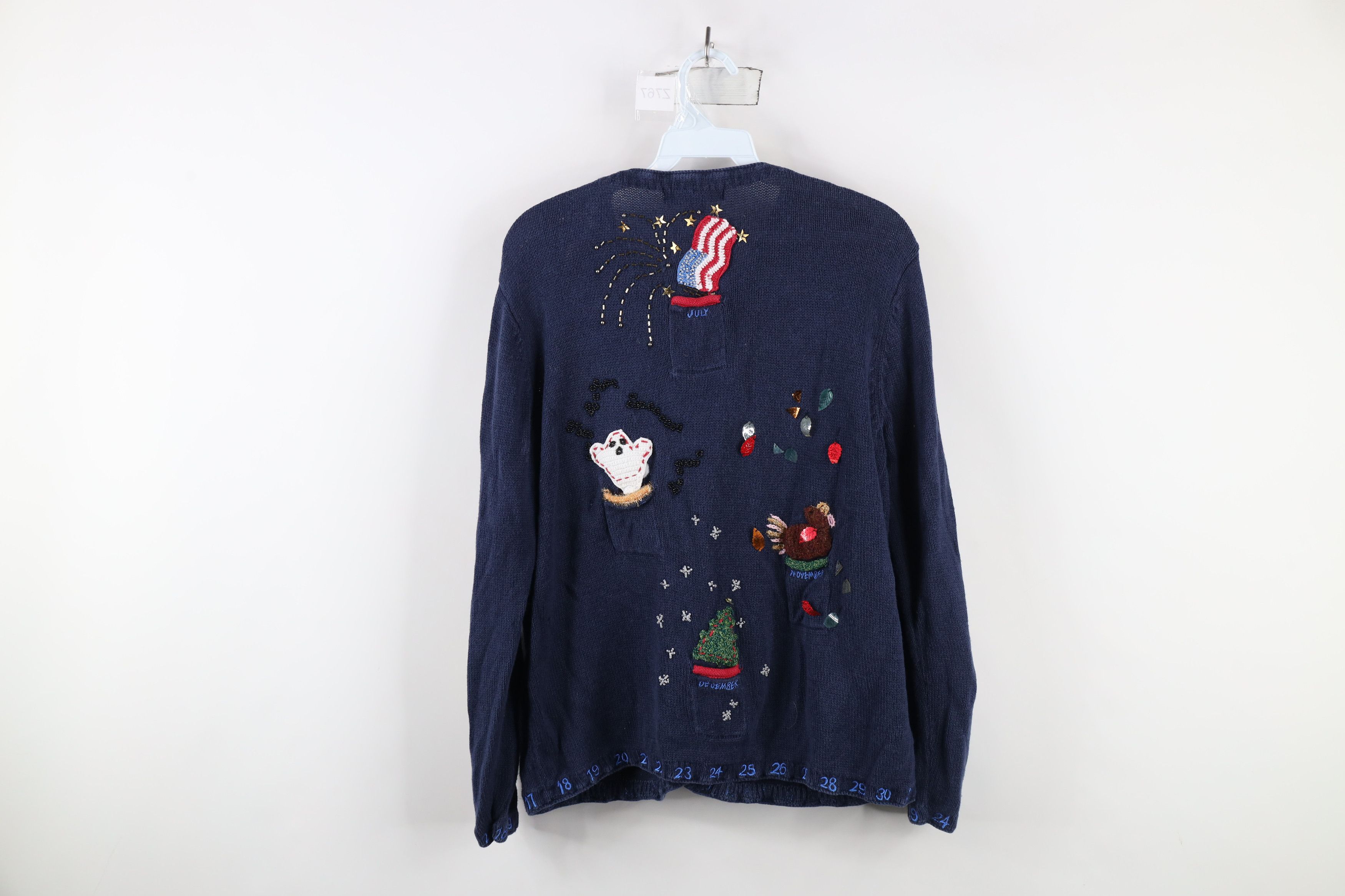 Vintage Vintage 90s Streetwear Calendar Months Cardigan Sweater Size M / US 6-8 / IT 42-44 - 16 Thumbnail