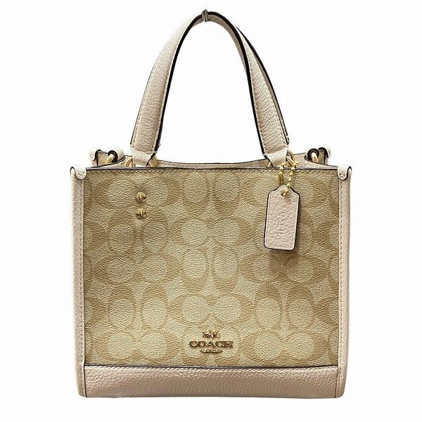 Coach Coach Dempsey Tote Signature 2Way Bag Canvas Shoulder Bag C5122 in Brown, Women's
