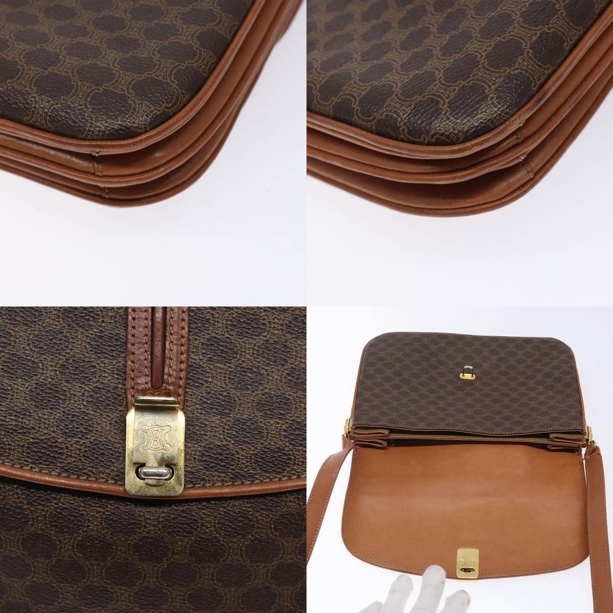 Celine CELINE Macadam Canvas Shoulder Bag Pvc Leather Brown Size ONE SIZE - 11 Thumbnail