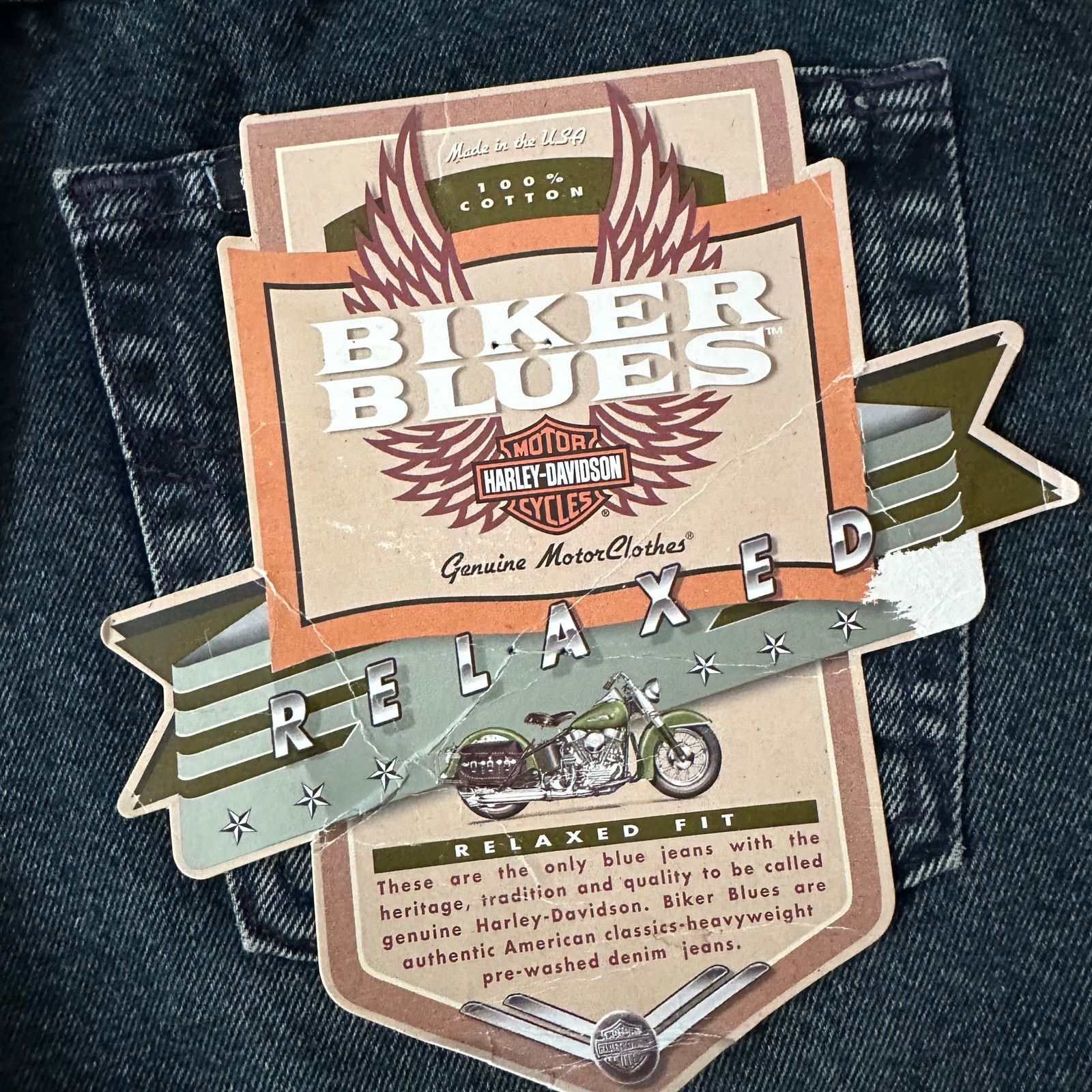 Harley Davidson × Vintage NWT Harley Davidson Jeans Biker Blues Relaxed Fit size 28x30 Size US 28 / EU 44 - 11 Thumbnail