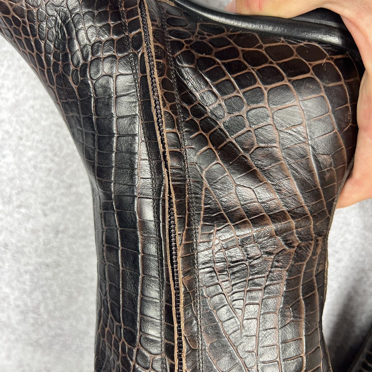 Other Vintage Free Lance Paris Crocodile Embossed Leather Boost Size US 7 / IT 37 - 12 Thumbnail