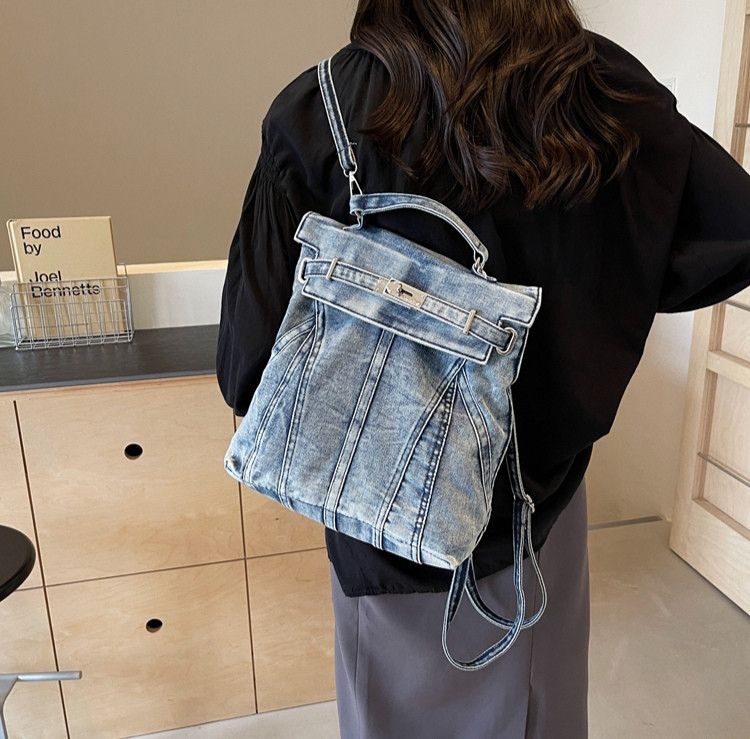 The Unbranded Brand Denim Fashion Backpack Size ONE SIZE - 4 Thumbnail