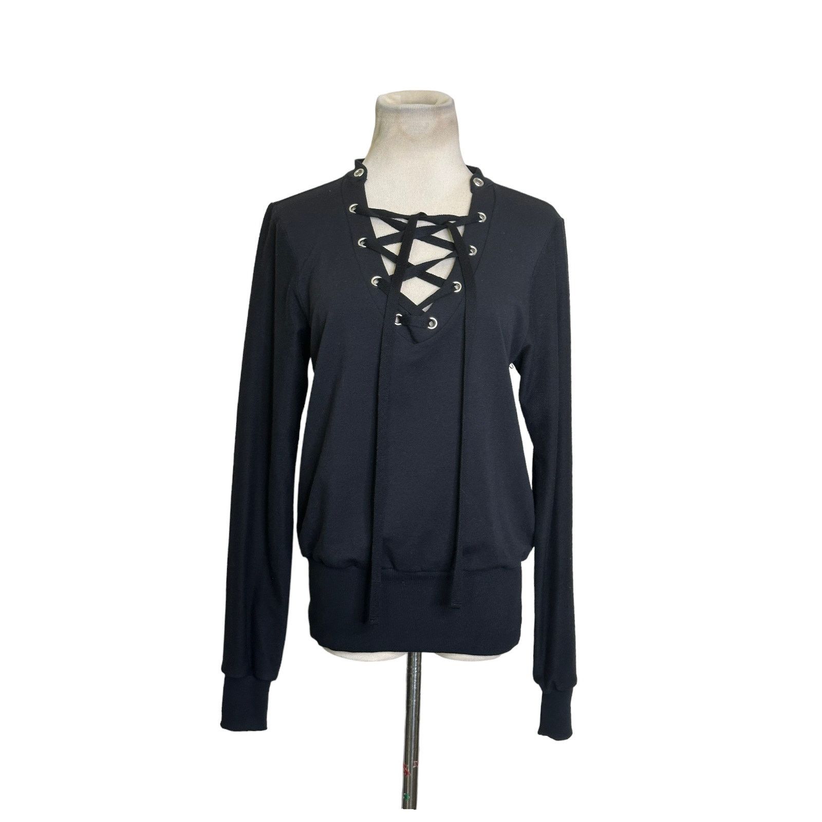 L'AGENCE L'agence Black Josilyn Lace Up Sweatshirt size Small Size S / US 4 / IT 40 - 12 Thumbnail