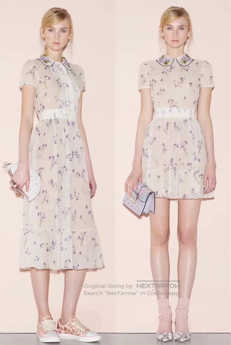 Valentino Valentino Off-white splash silk dress Size S / US 4 / IT 40 - 1 Thumbnail