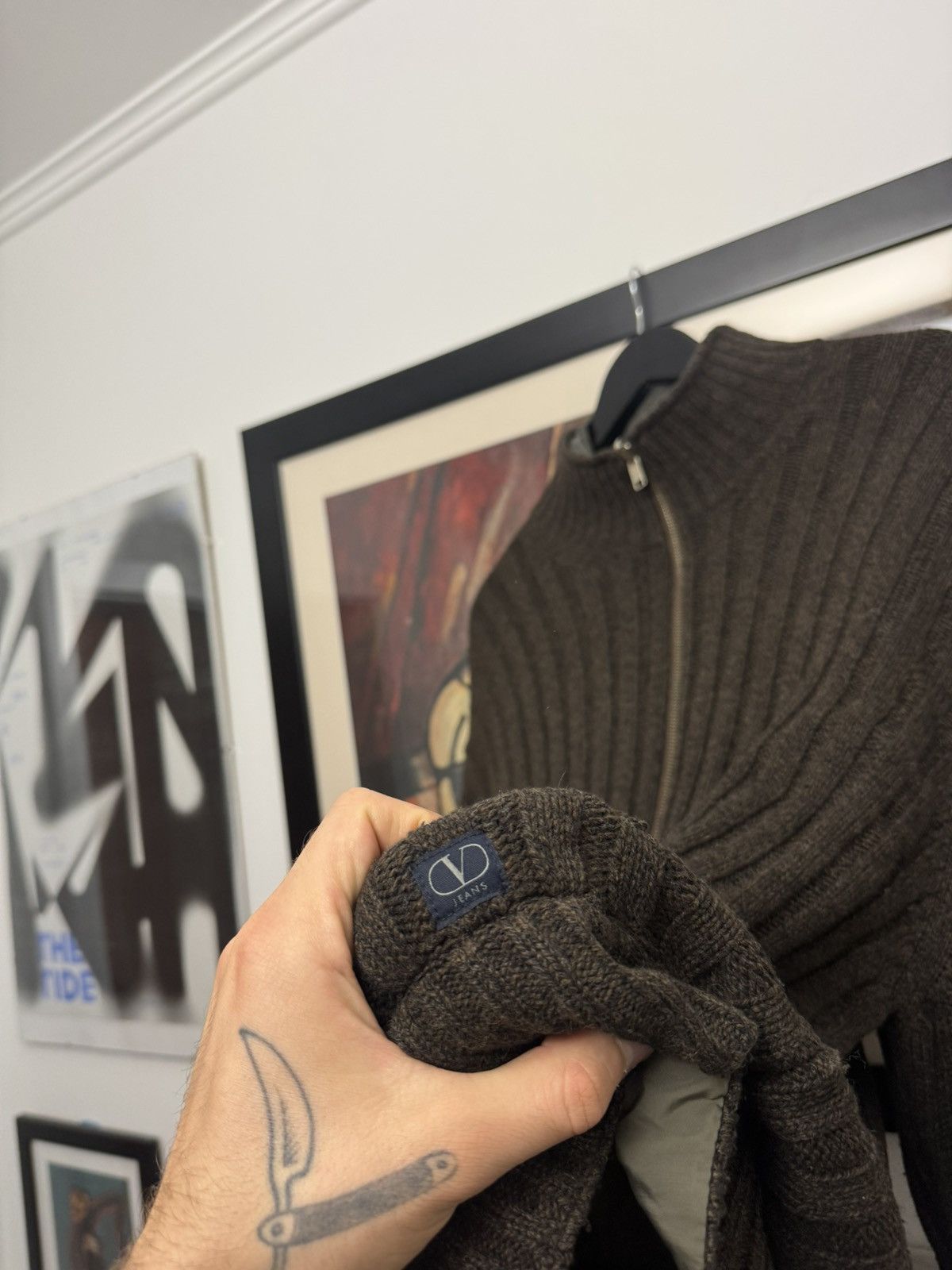 Valentino Valenitno Vintage 90s Brown Zip Wool Cashmere Sweater Knit Size US L / EU 52-54 / 3 - 6 Thumbnail