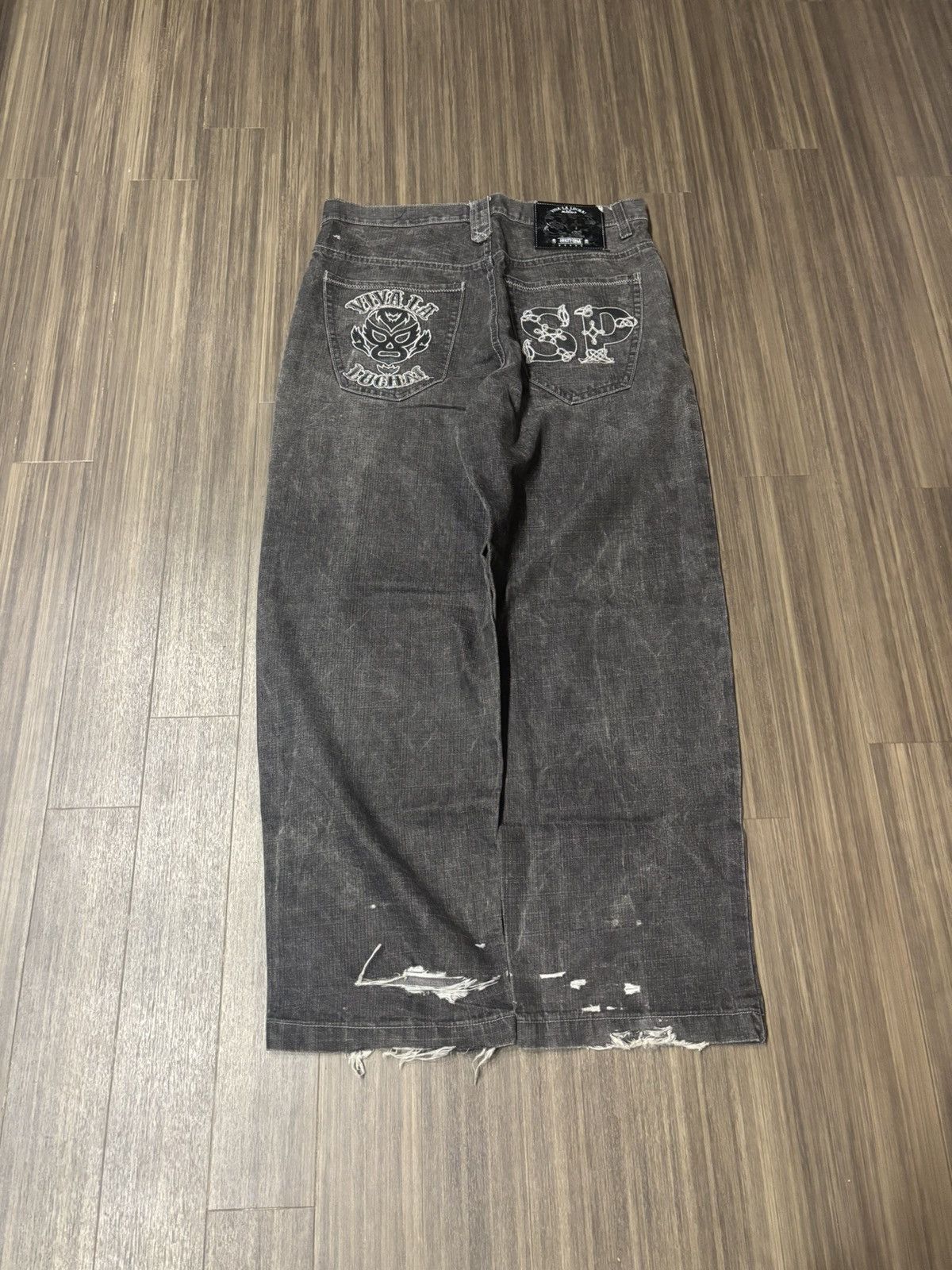 Southpole Vtg Y2K Southpole Baggy Jeans 36x30 Viva La Lucha Black Size US 36 / EU 52 - 1 Thumbnail