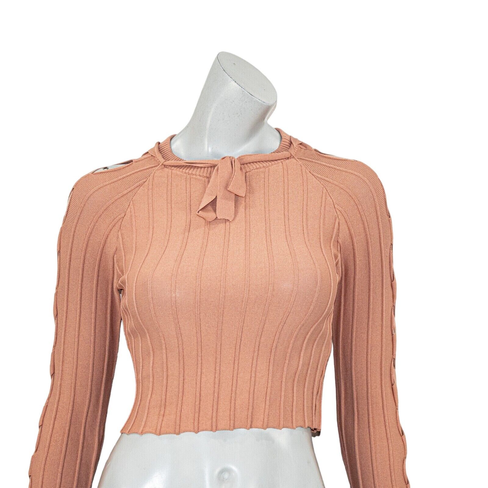 For Love & Lemons Knitz For Love & Lemons Ribbed Crop Top open lace sleeves Size L / US 10 / IT 46 - 9 Thumbnail