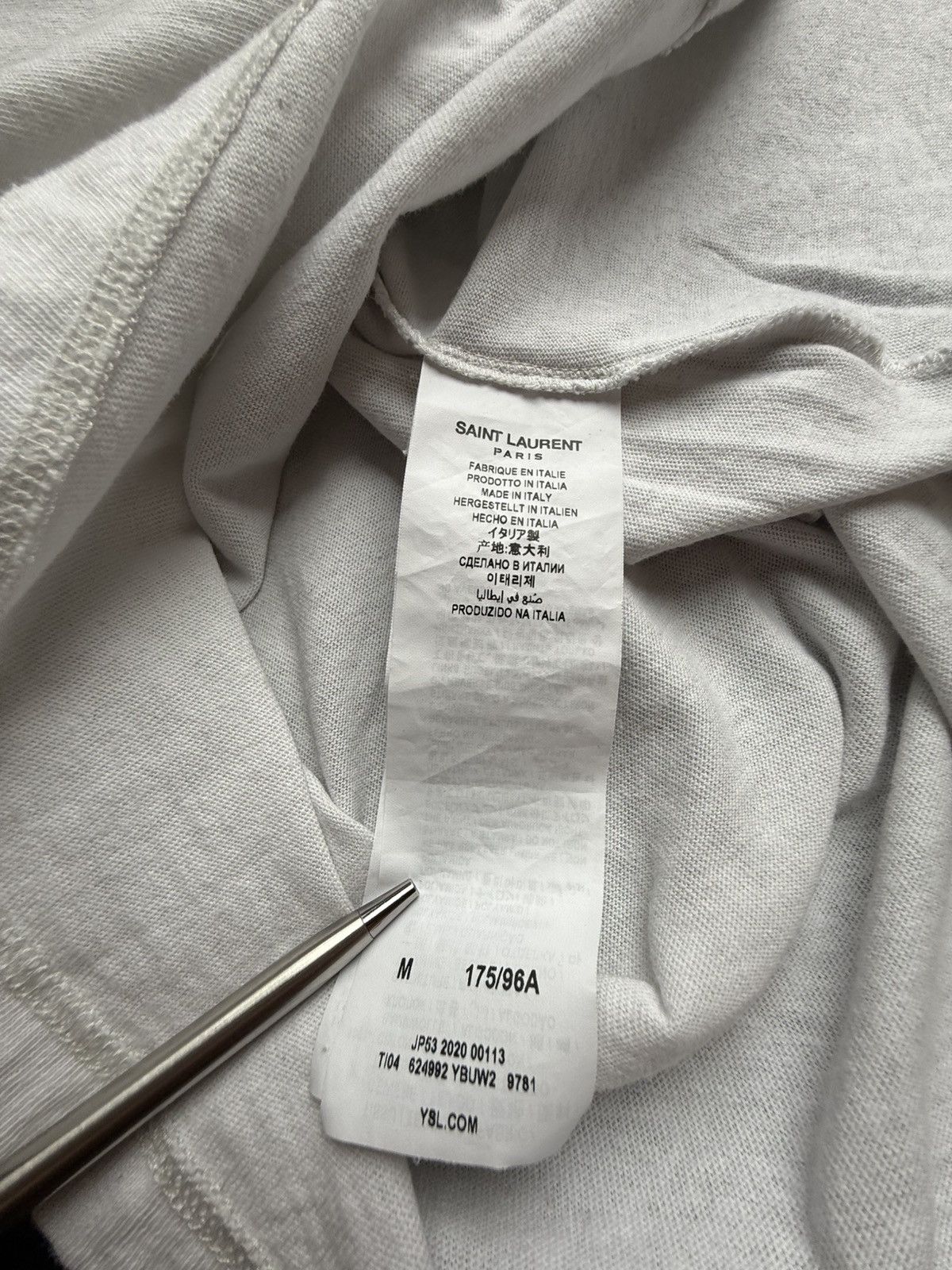 Saint Laurent Paris Saint Laurent 50’s signature logo t shirt M blue white Size US M / EU 48-50 / 2 - 23 Thumbnail