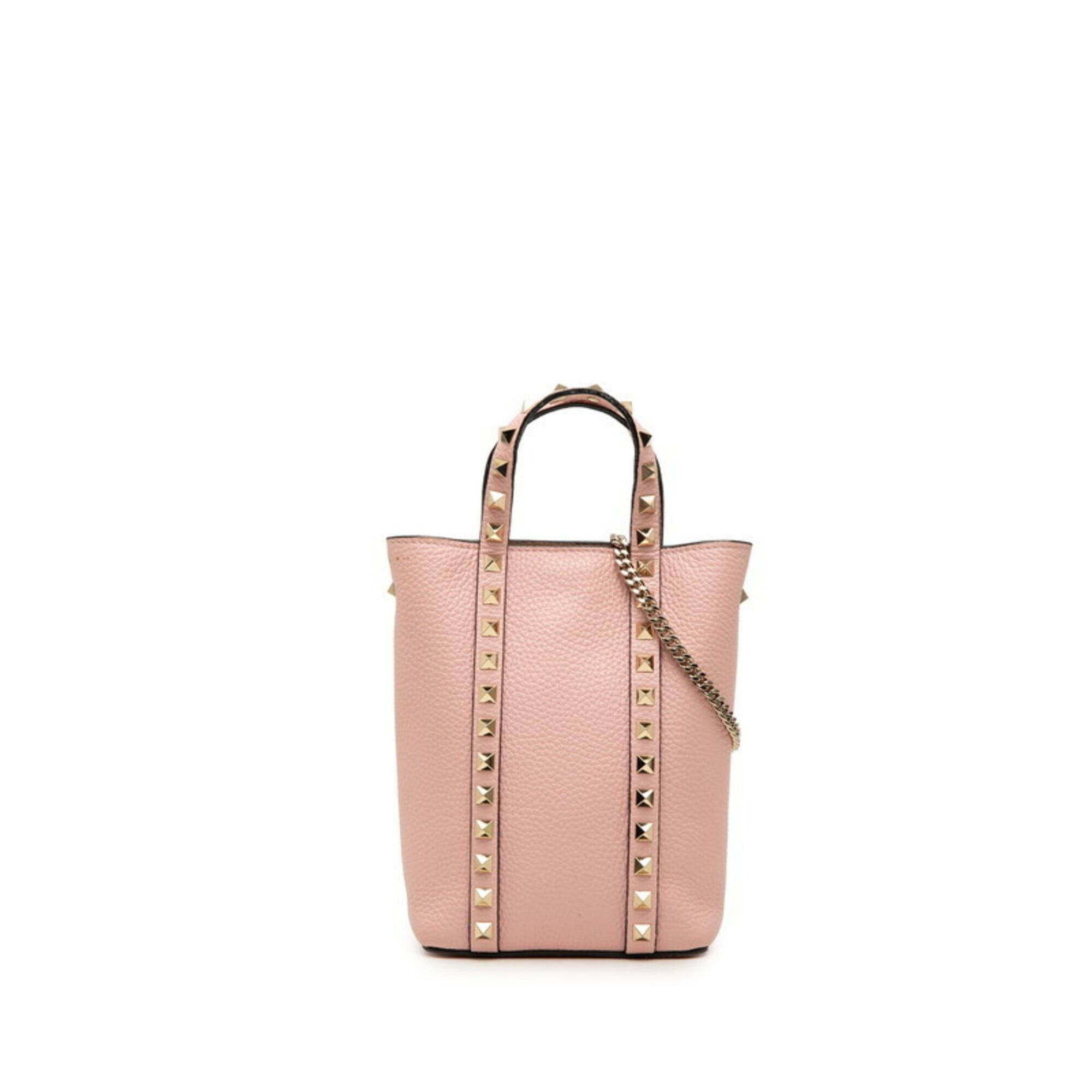 Valentino Valentino Rockstud Chain Mini Handbag/Shoulder Bag, 2-Way, Pink Gold Leather, Women's. Size ONE SIZE - 1 Thumbnail