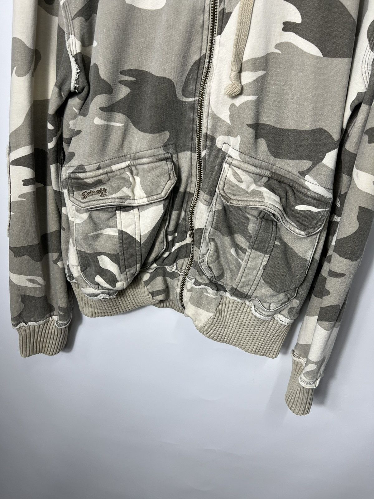 Schott Vintage streetwear Military Schott Camo Zip Hoodie Size US L / EU 52-54 / 3 - 3 Thumbnail