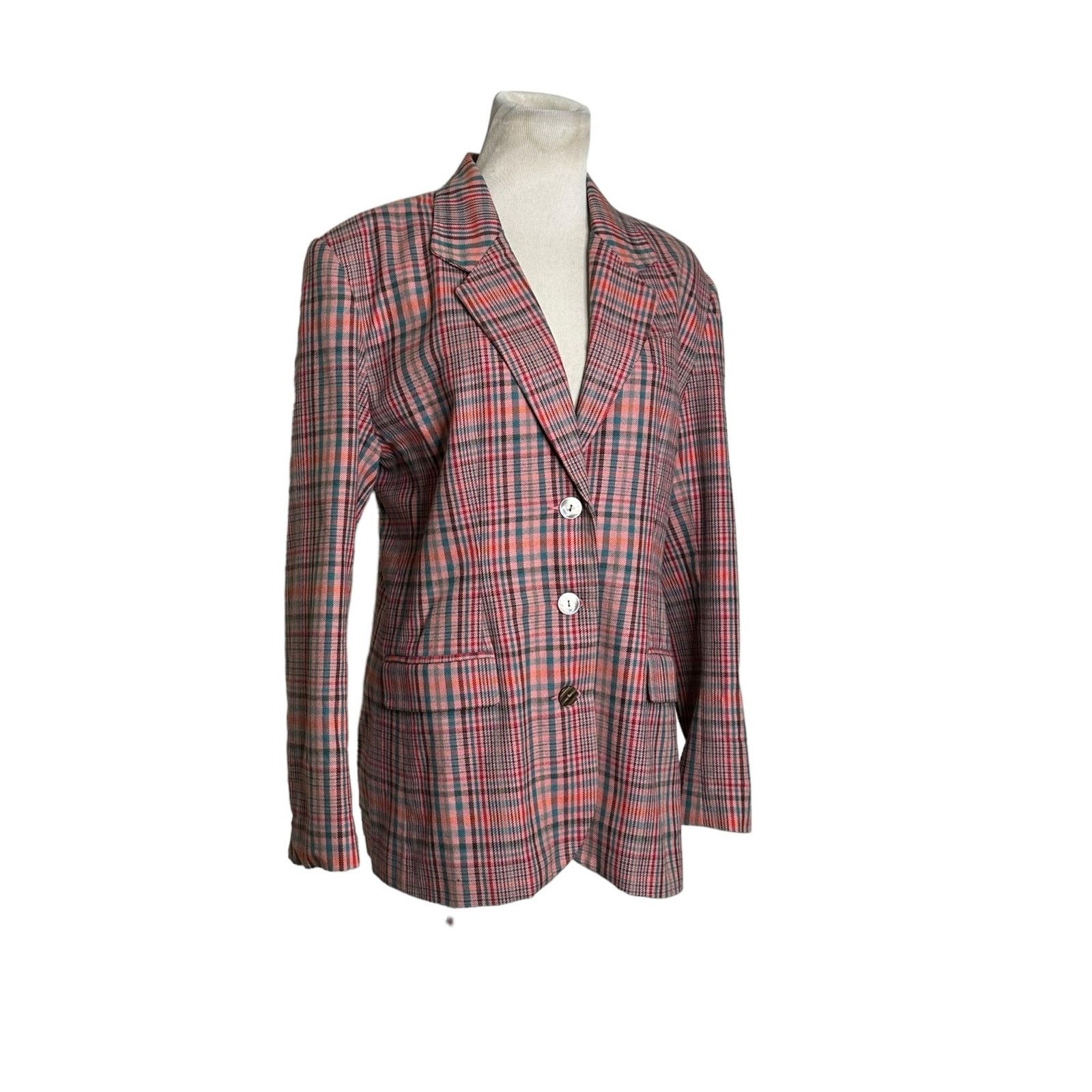 Gap GAP 80's three buttons pink plaid vintage blazer size Large Size L / US 10 / IT 46 - 4 Thumbnail